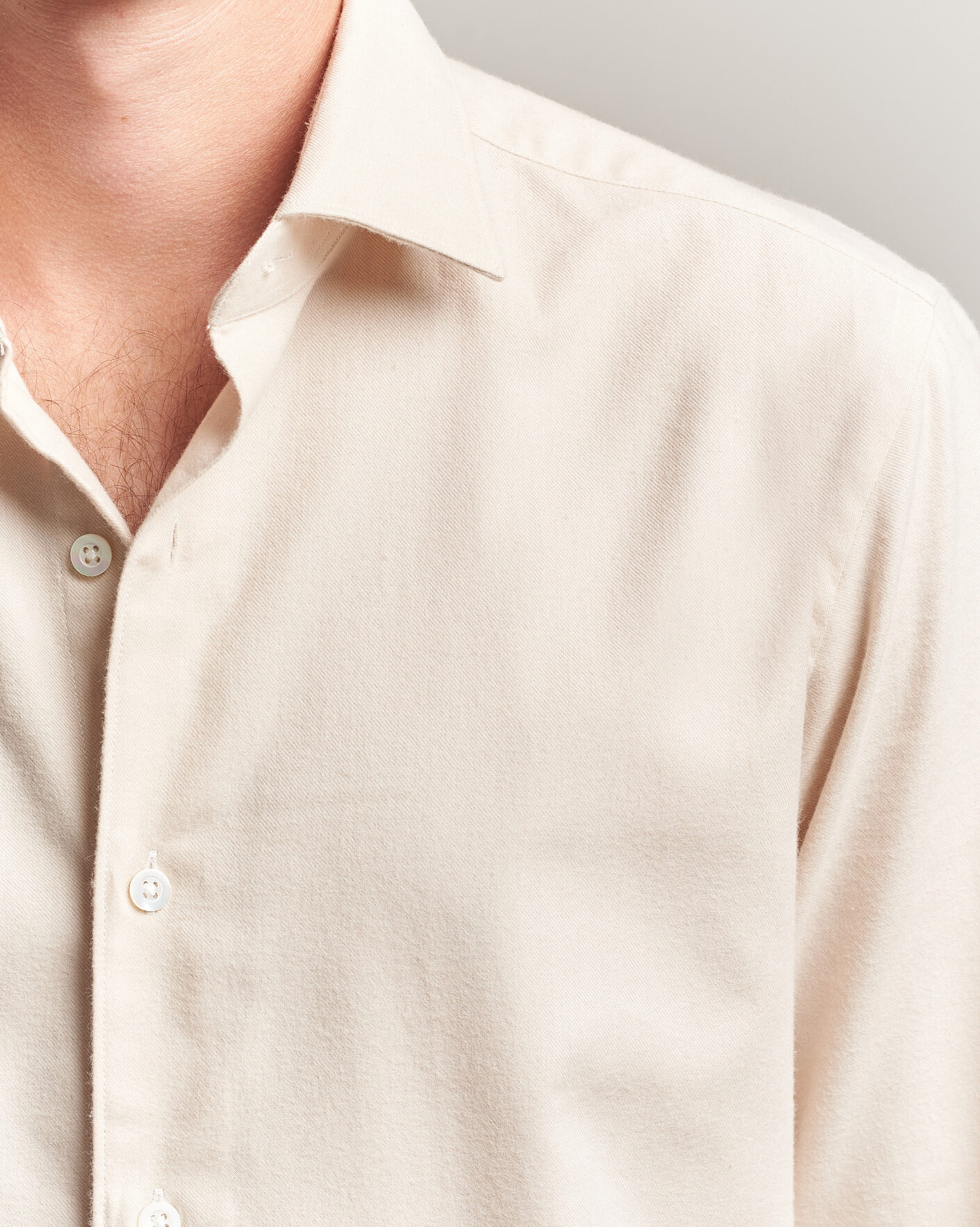 Herre | Skjorter | Grigio | Washed Flannel Shirt Off White