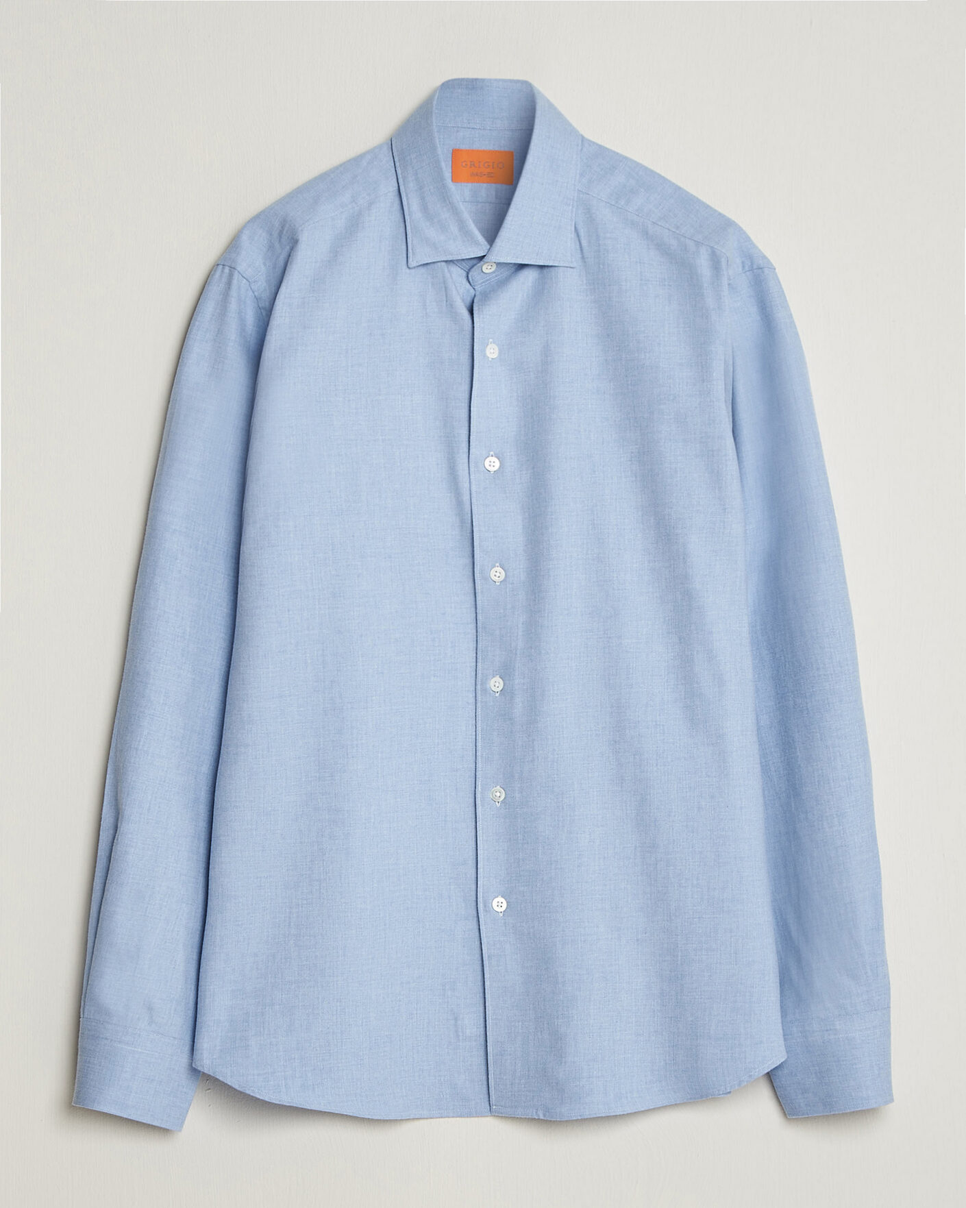 Herre | Skjorter | Grigio | Washed Flannel Shirt Light Blue