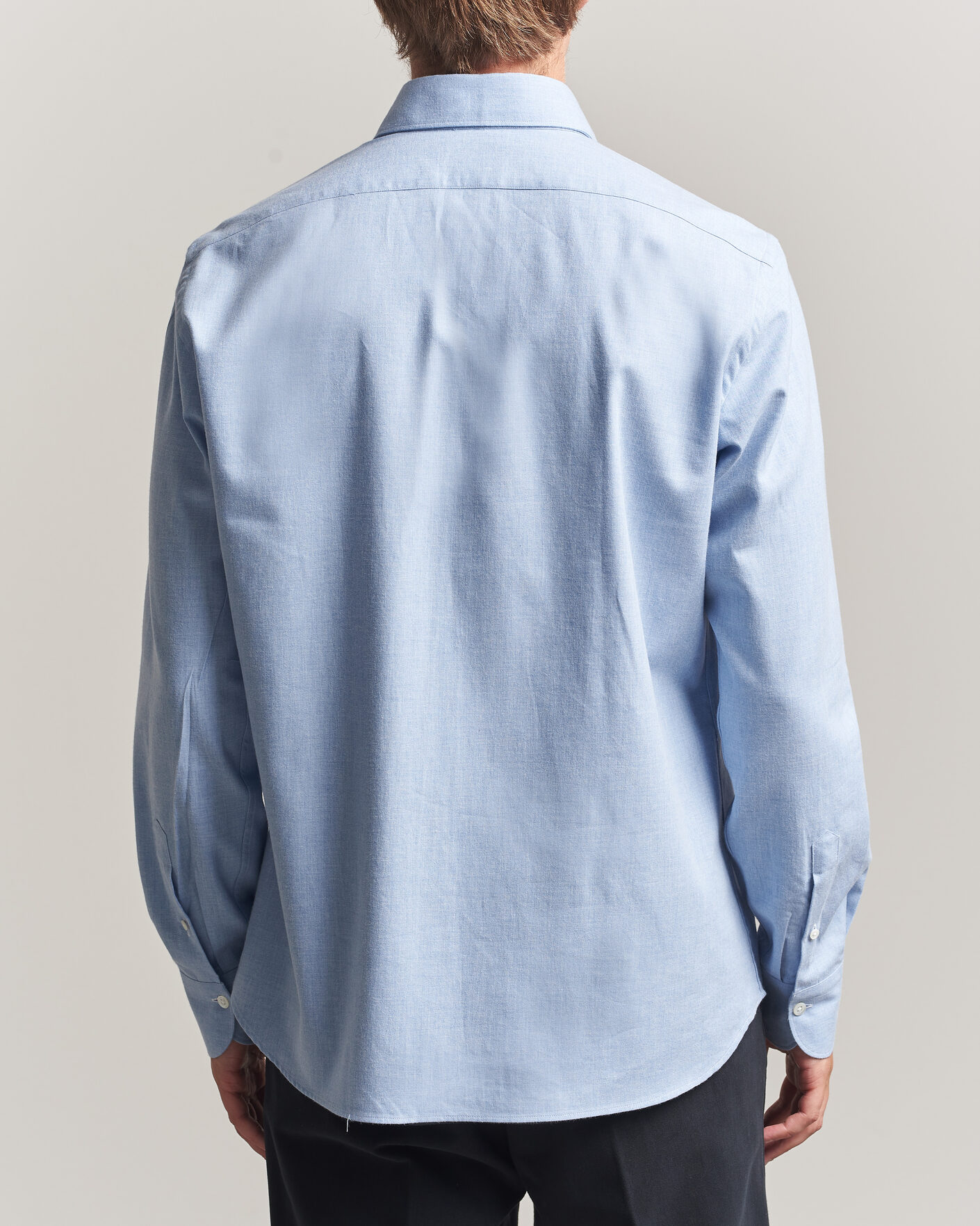 Herre | Skjorter | Grigio | Washed Flannel Shirt Light Blue