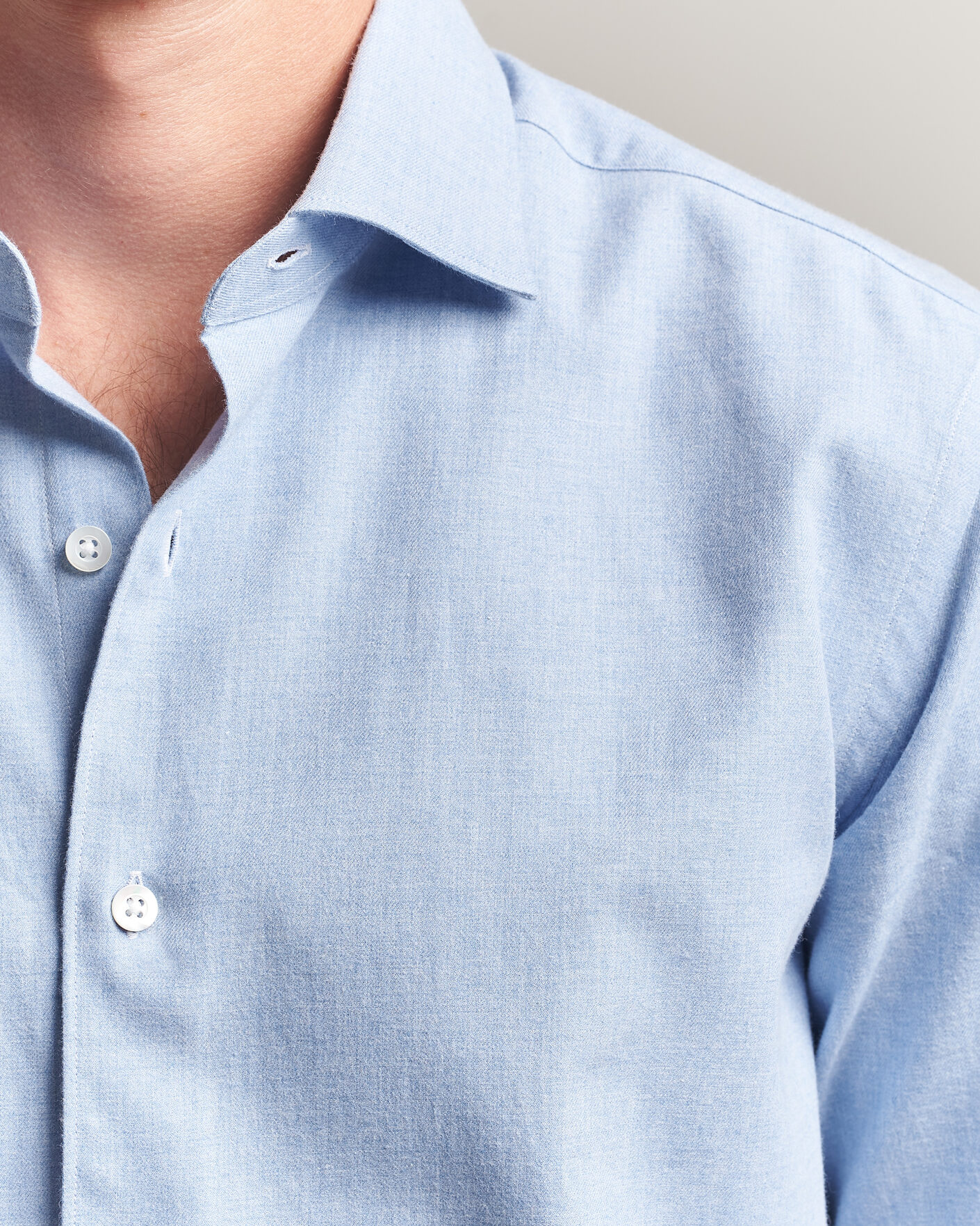Herre | Skjorter | Grigio | Washed Flannel Shirt Light Blue
