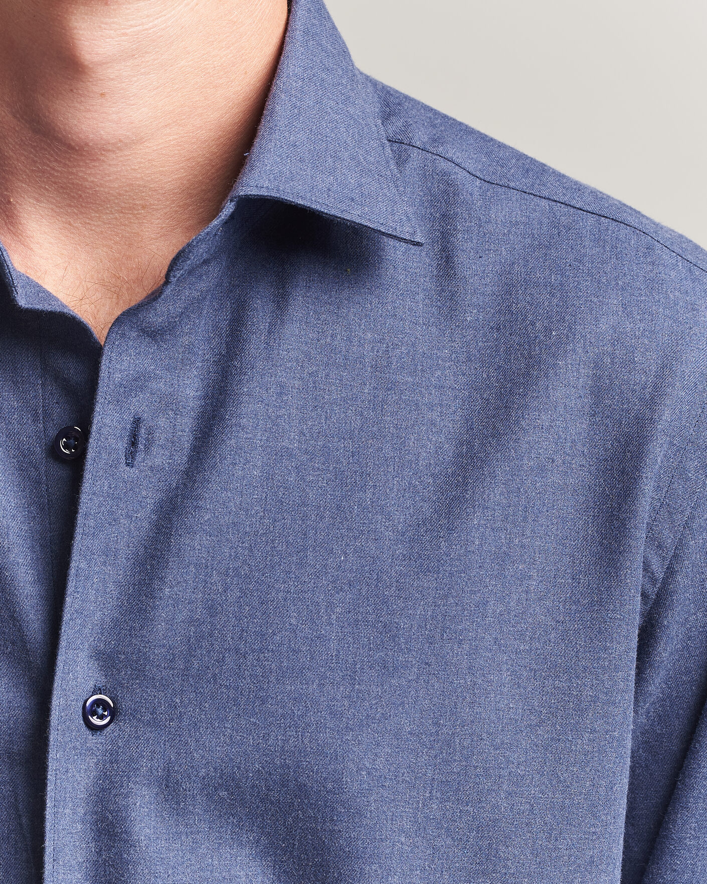 Herre | Skjorter | Grigio | Washed Flannel Shirt Navy