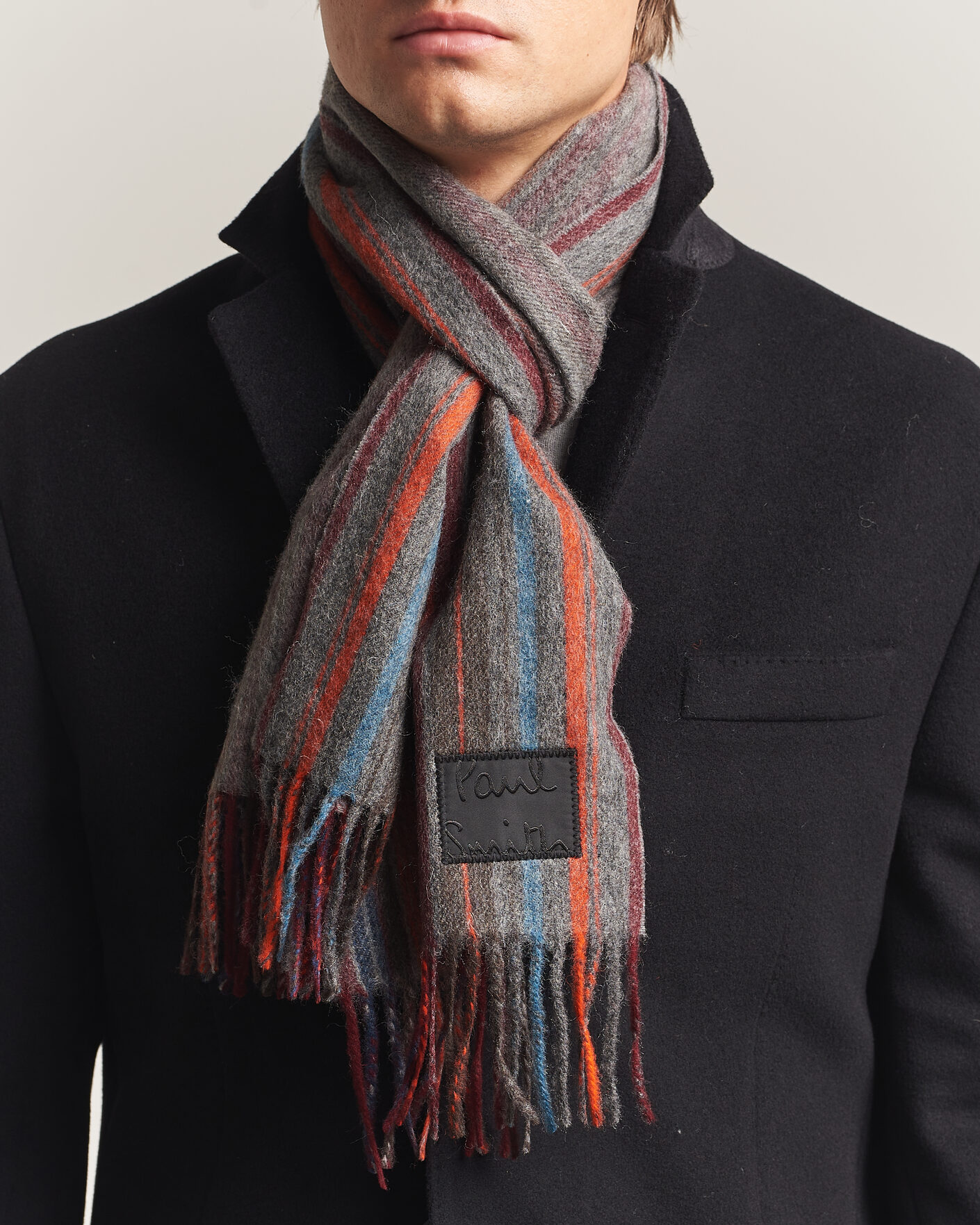 Herre | Skjerf | Paul Smith | Lambswool Striped Scarf Red
