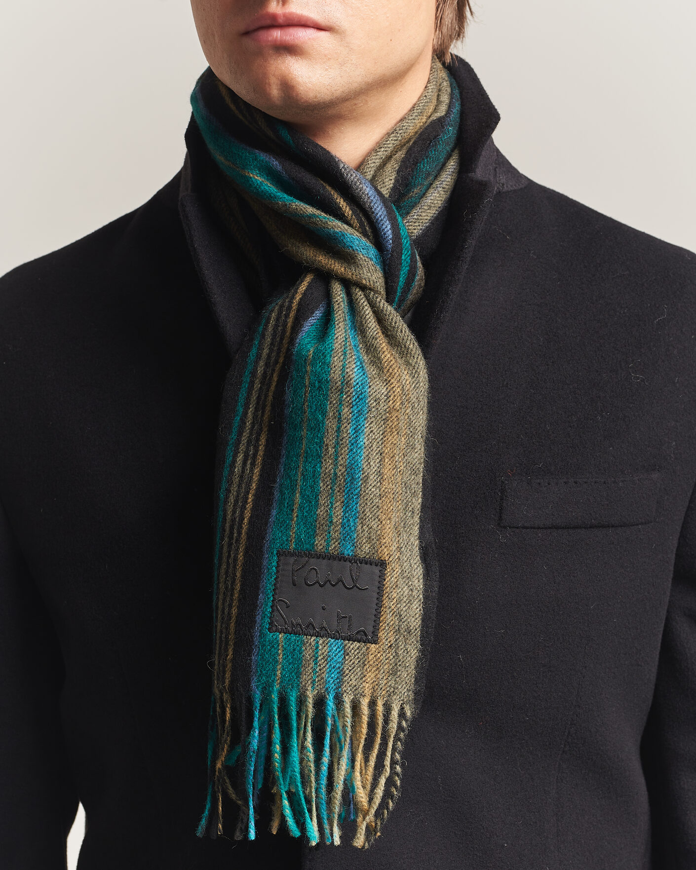 Herre | Skjerf | Paul Smith | Lambswool Striped Scarf Black
