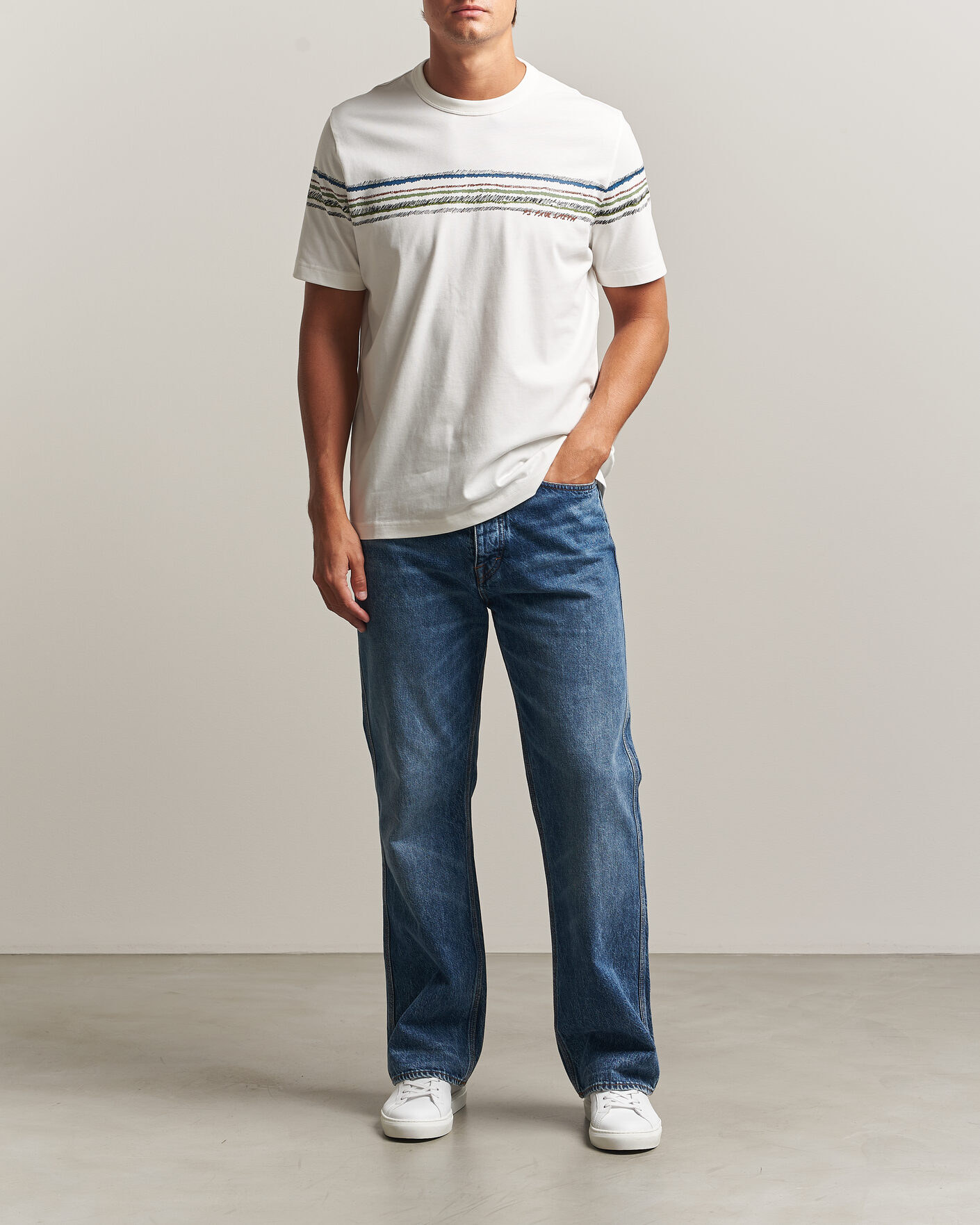 Herre | T-Shirts | PS Paul Smith | Stripes Crew Neck T-Shirt White