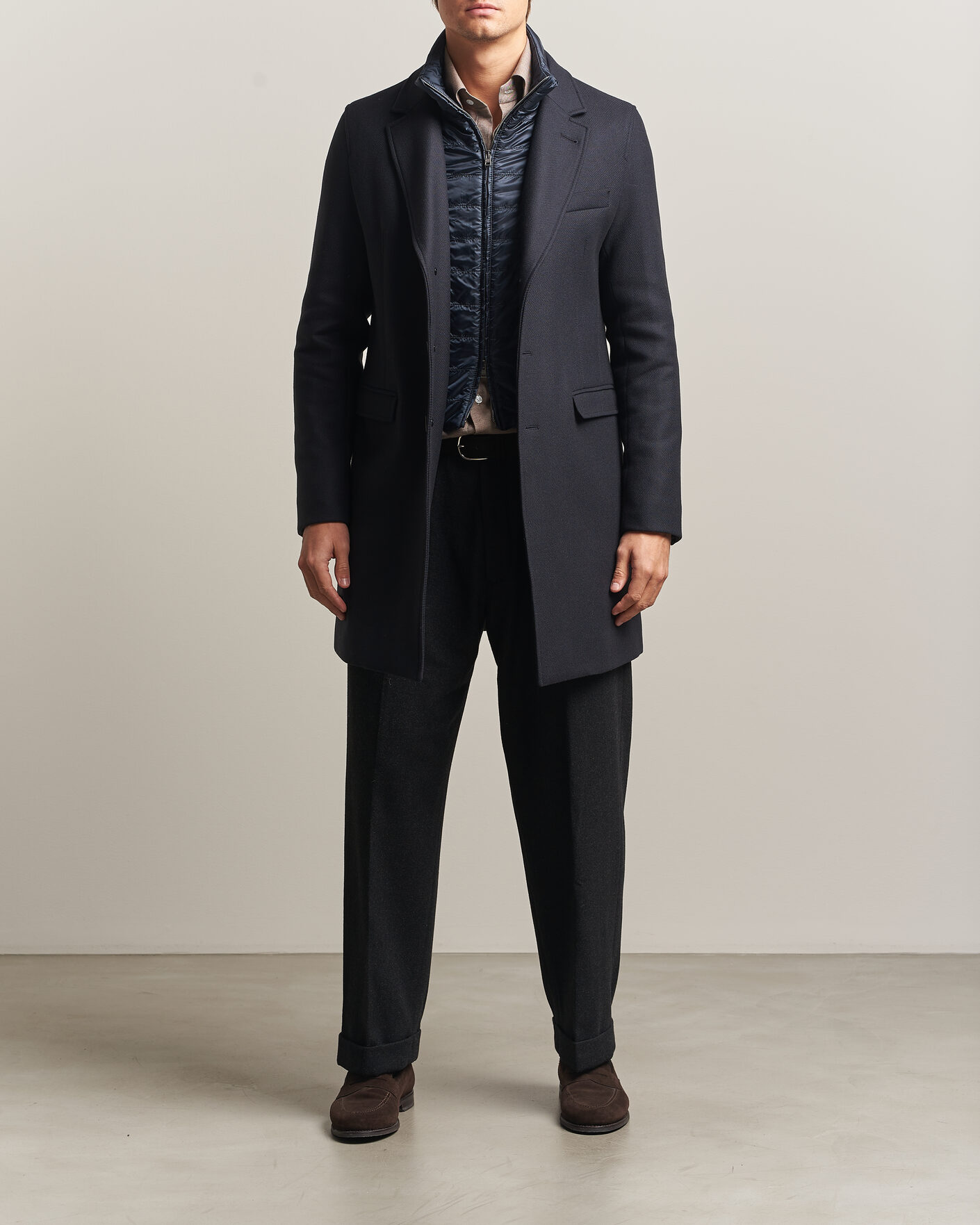 Herre | Jakker | Herno | Wool Zip Coat Navy