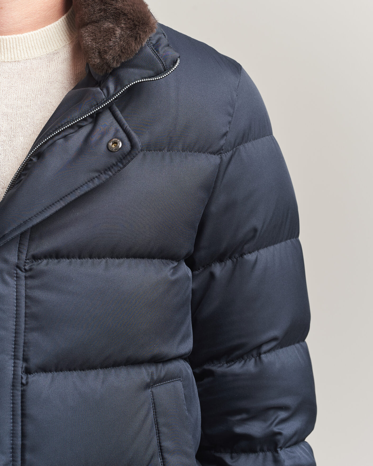 Herre | Jakker | Herno | Faux Fur Down Jacket Navy