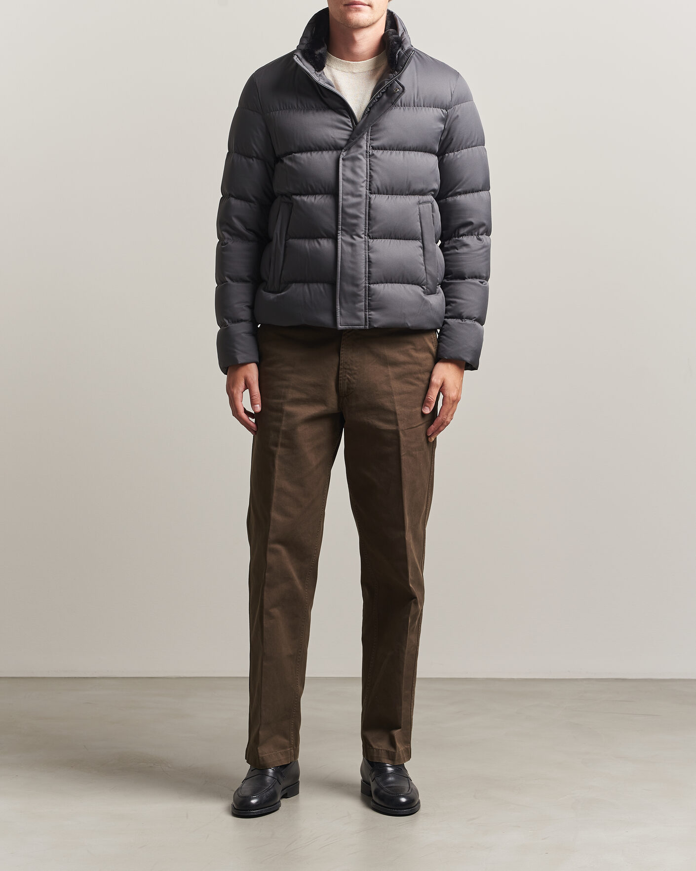 Herre | Jakker | Herno | Faux Fur Down Jacket Dark Grey
