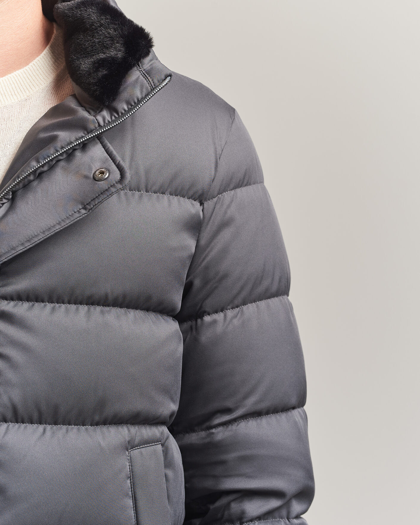 Herre | Jakker | Herno | Faux Fur Down Jacket Dark Grey