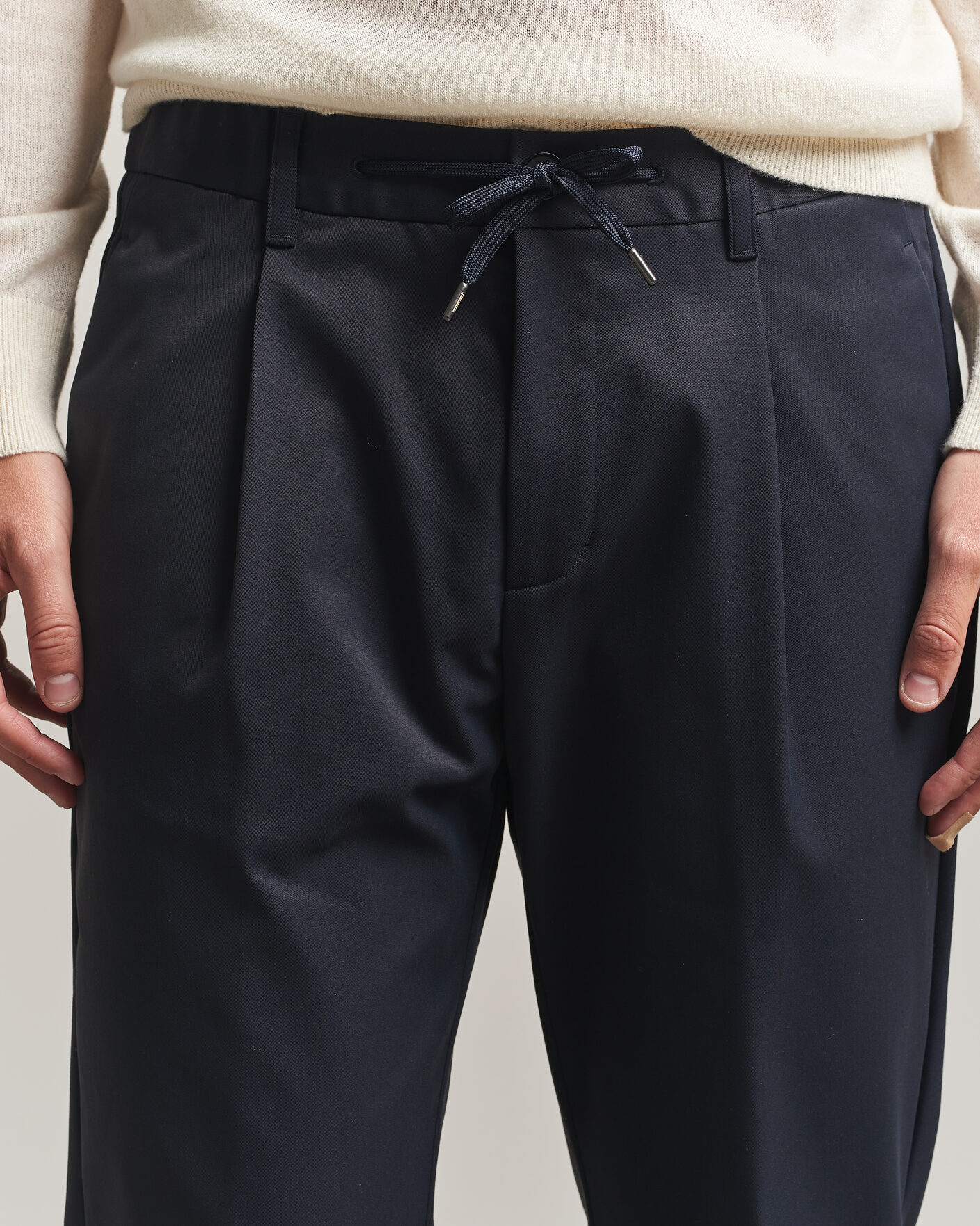 Herre | Bukser | Herno | Pleated Technical Cotton Trousers Navy
