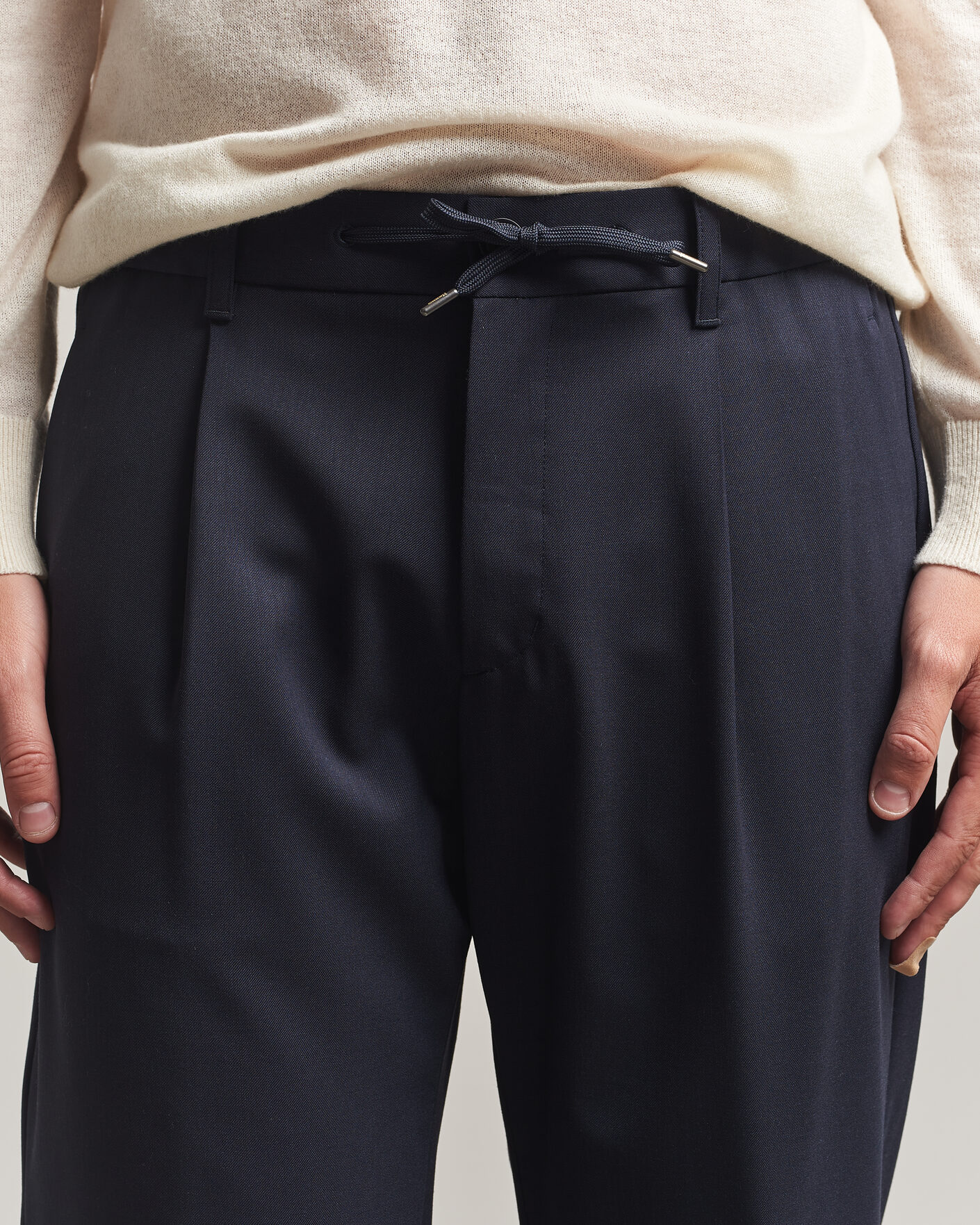 Herre | Bukser | Herno | Pleated Wool Trousers Navy