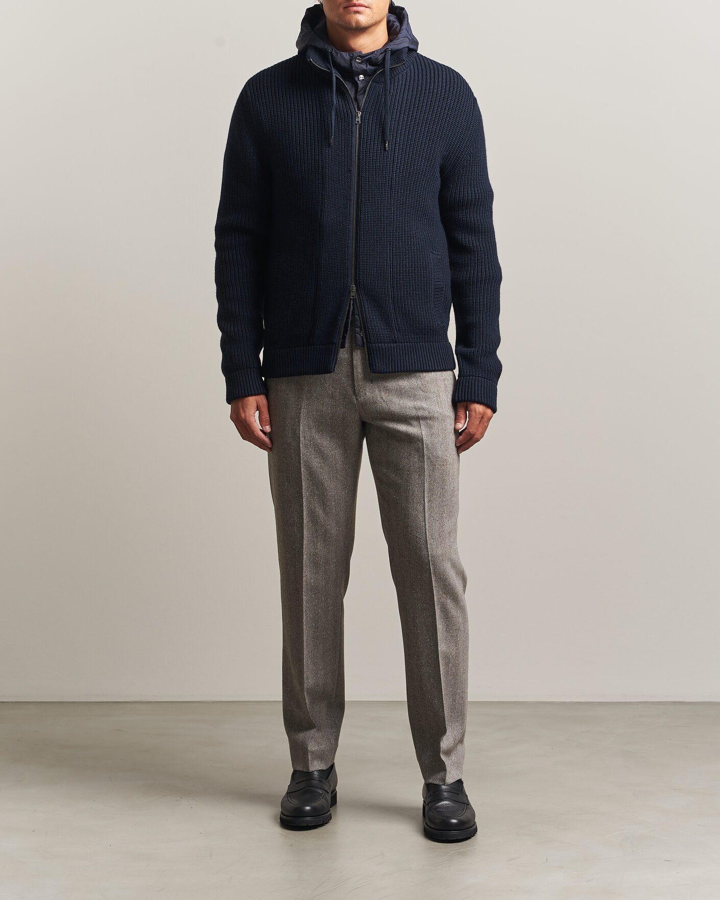 Herre | Gensere | Herno | Full Zip Knit Cardigan Navy