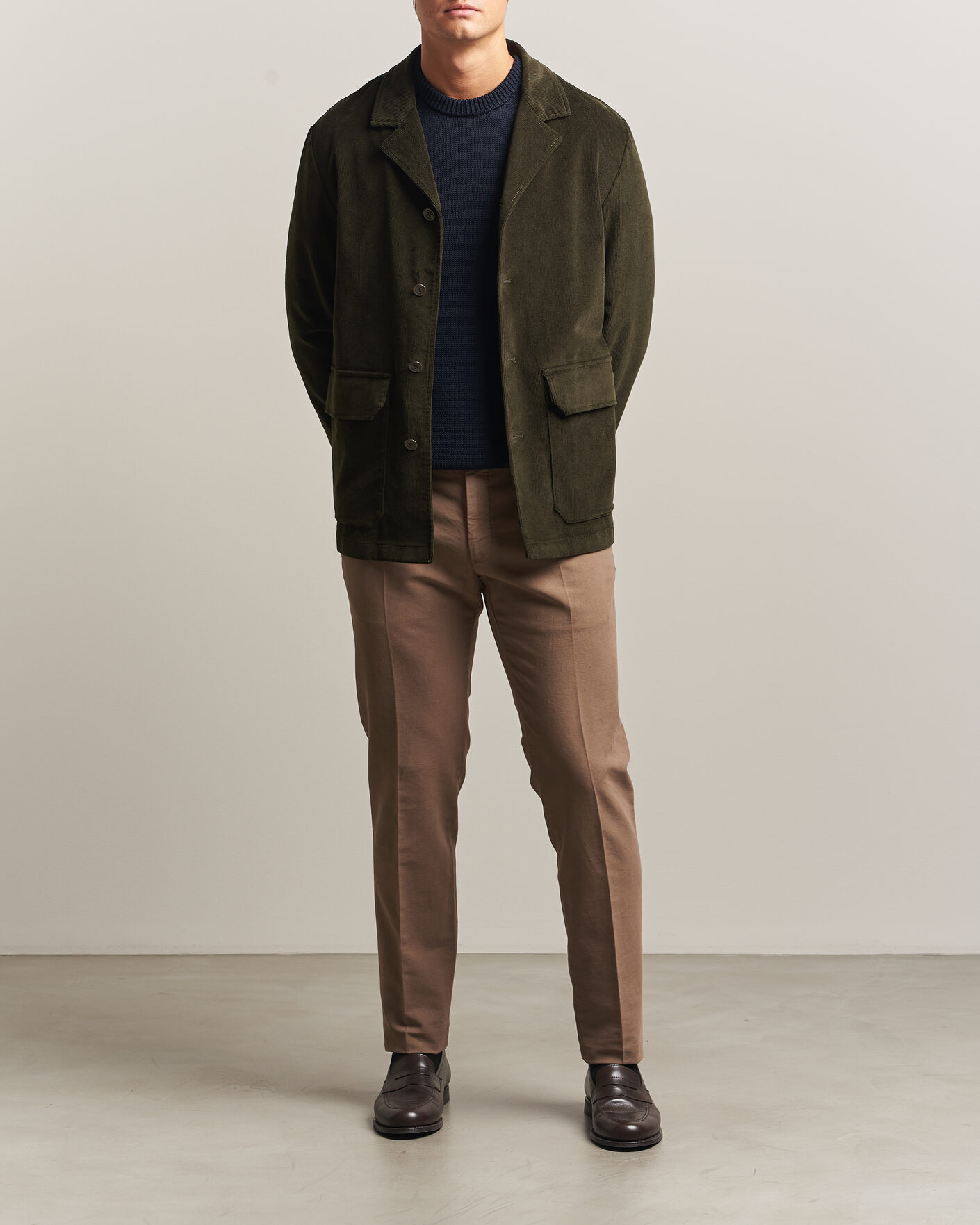 Herre | Bukser | Incotex | Slim Fit Soft Cotton Stretch Chinos Taupe