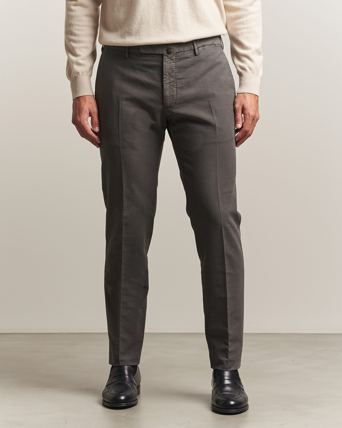 Herre | Bukser | Incotex | Slim Fit Soft Cotton Stretch Chinos Dark Grey