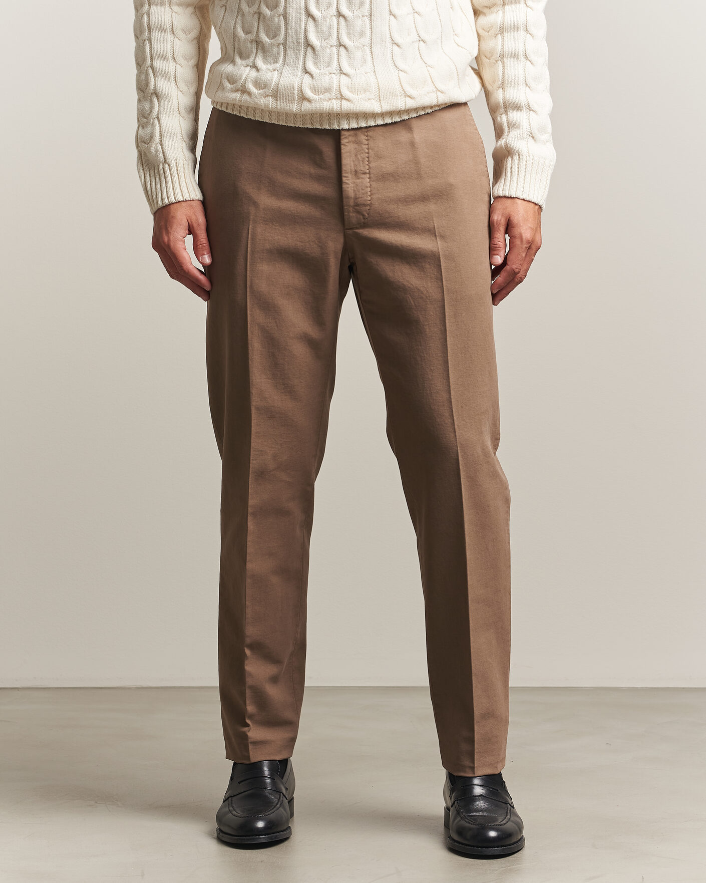 Herre | Bukser | Incotex | Regular Fit Soft Cotton Stretch Chinos Taupe