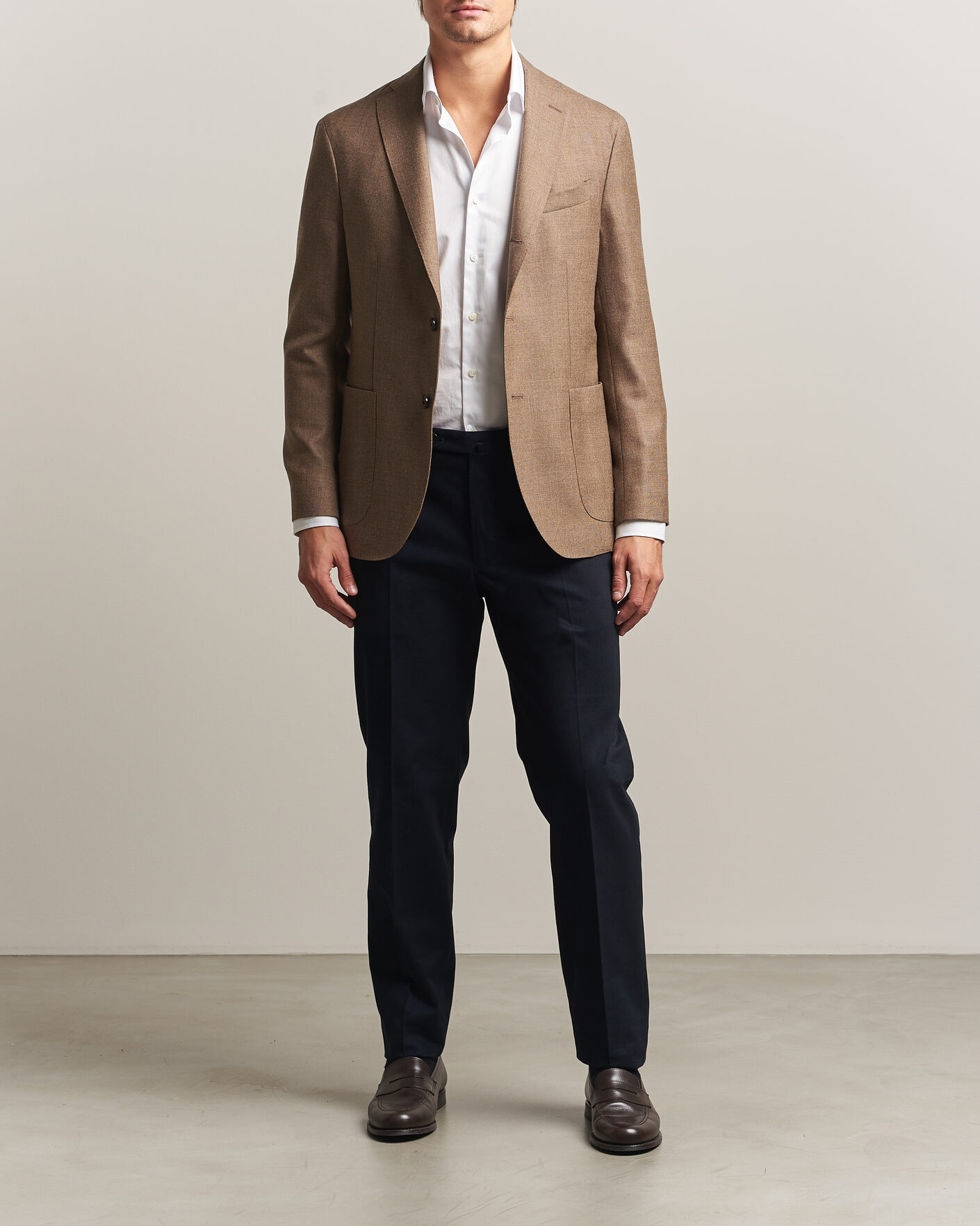 Herre | Bukser | Incotex | Regular Fit Cotton/Cashmere Trousers Navy