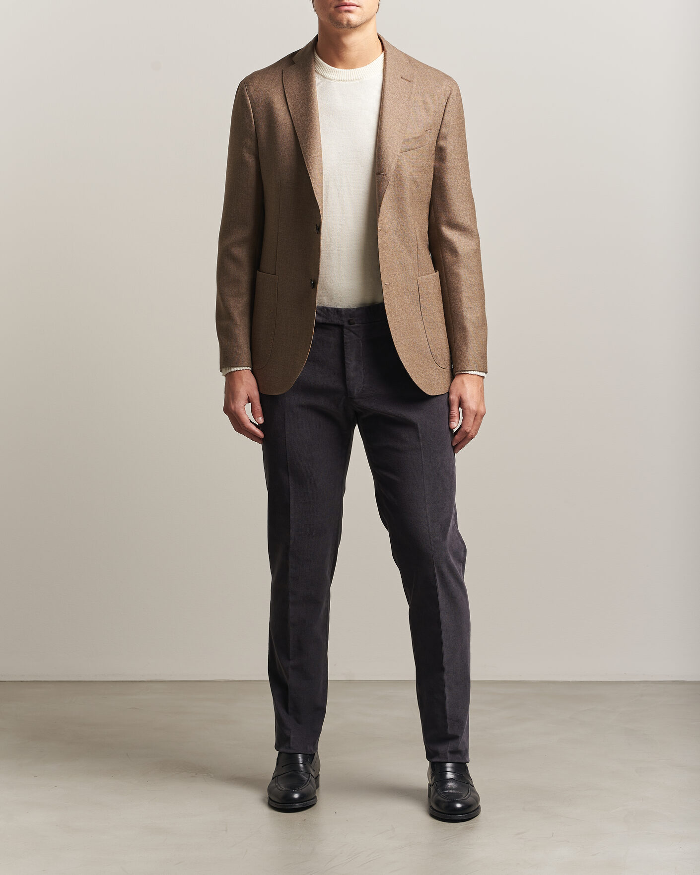Herre | Bukser | Incotex | Slim Fit Baby Corduroy Trousers Dark Grey