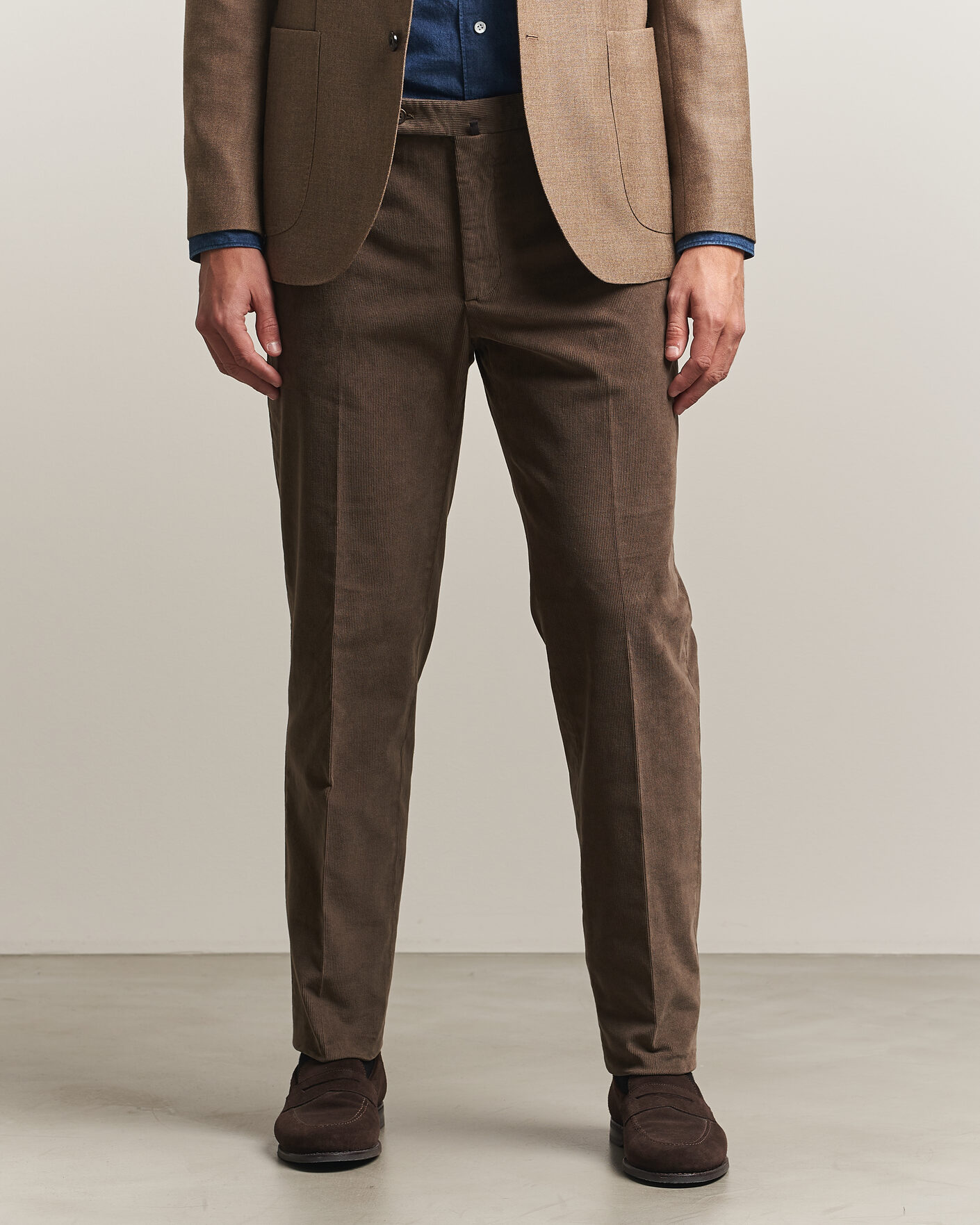Herre | Bukser | Incotex | Regular Fit Baby Corduroy Trousers Taupe
