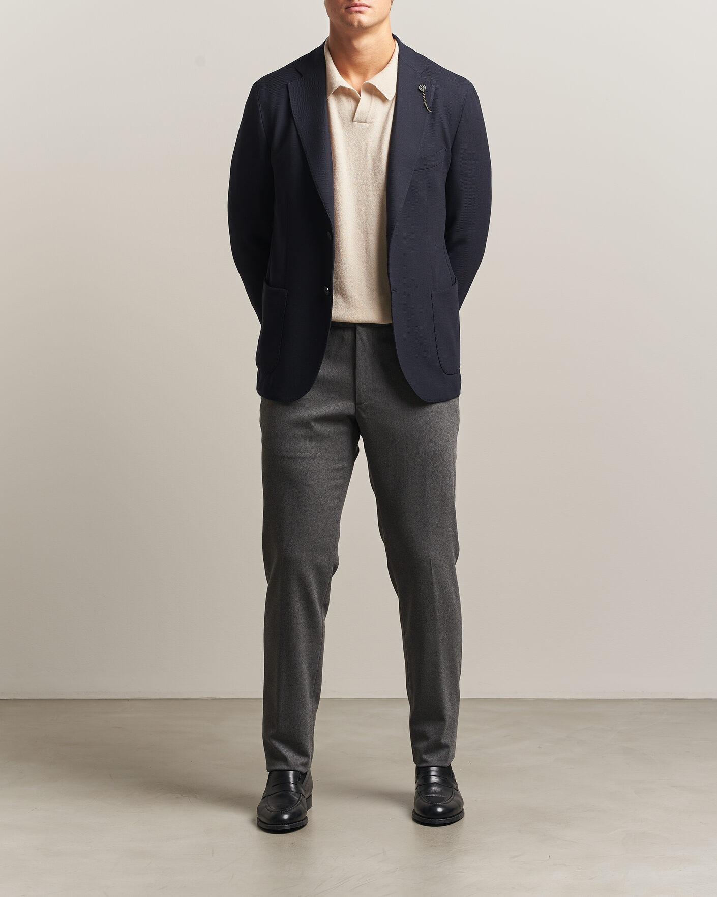 Herre | Bukser | Incotex | Slim Fit Washable Flannel Trousers Grey Melange