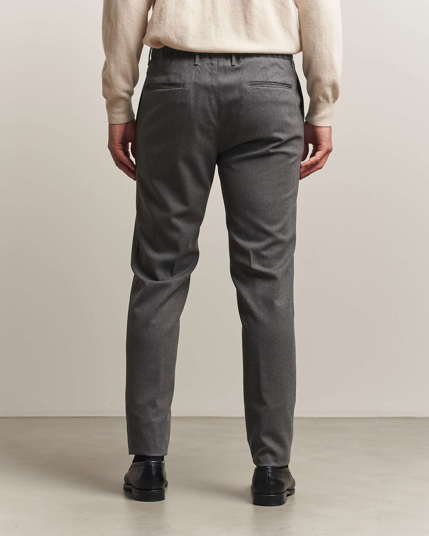 Herre | Bukser | Incotex | Slim Fit Washable Flannel Trousers Grey Melange