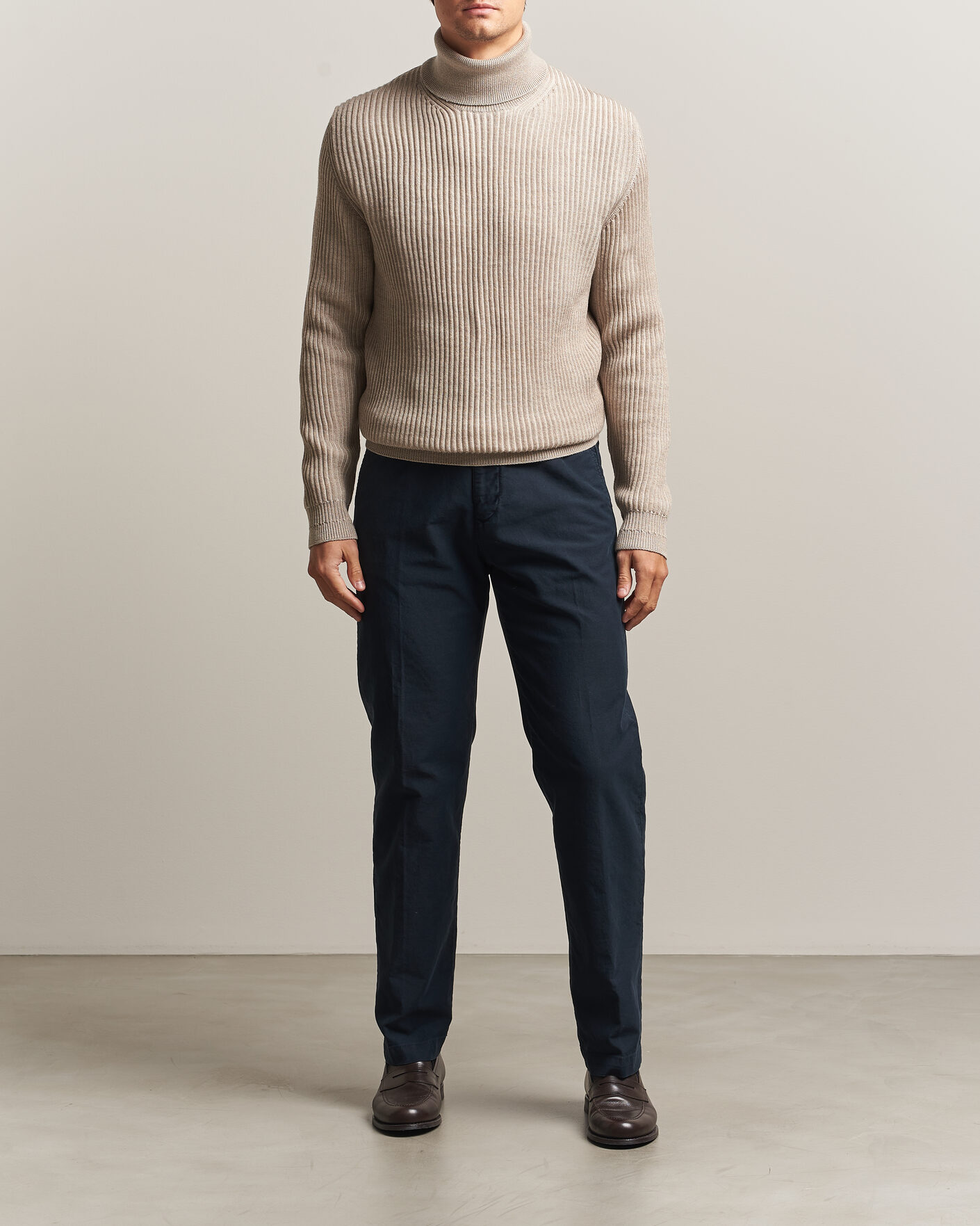 Herre | Bukser | Incotex | Regular Fit Garment Dyed Slacks Navy