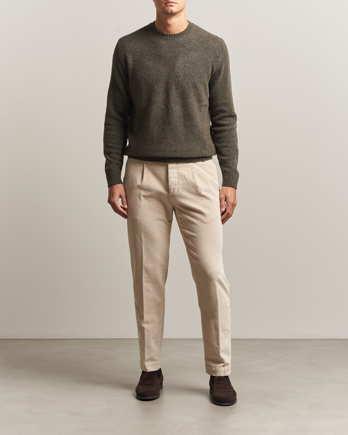 Herre | Bukser | Incotex | Regular Fit Washed Corduroy Slacks Off White