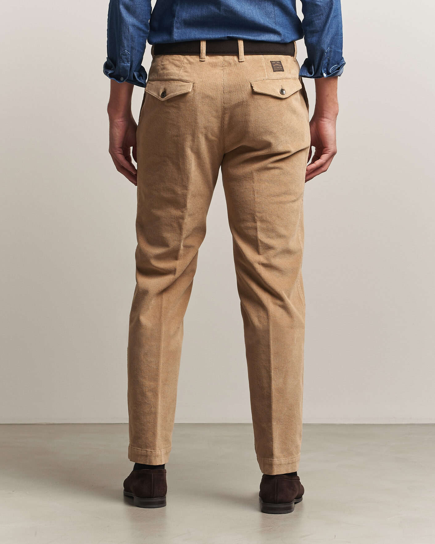 Herre | Bukser | Incotex | Regular Fit Washed Corduroy Slacks Khaki
