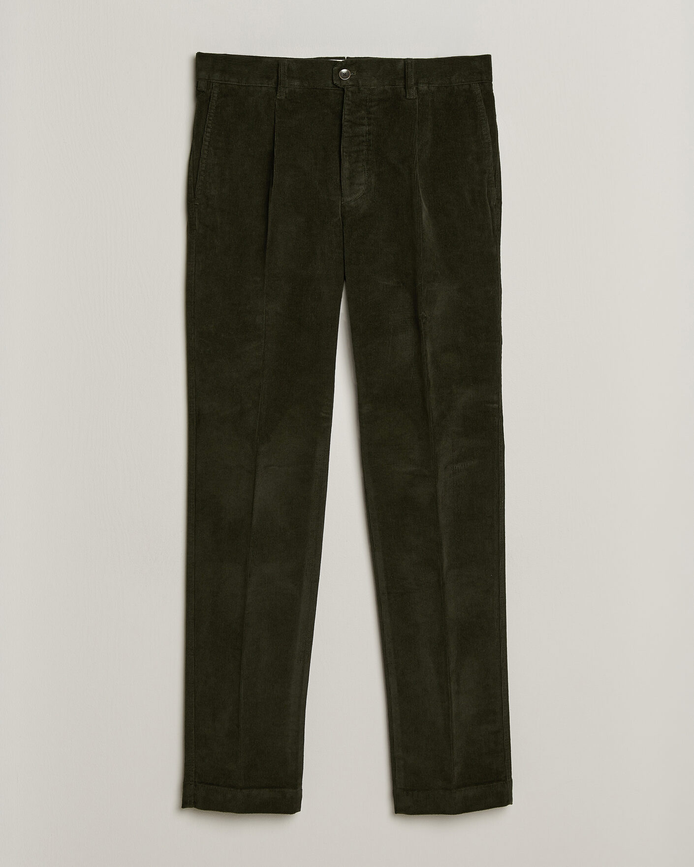 Herre | Bukser | Incotex | Regular Fit Washed Corduroy Slacks Forest Green