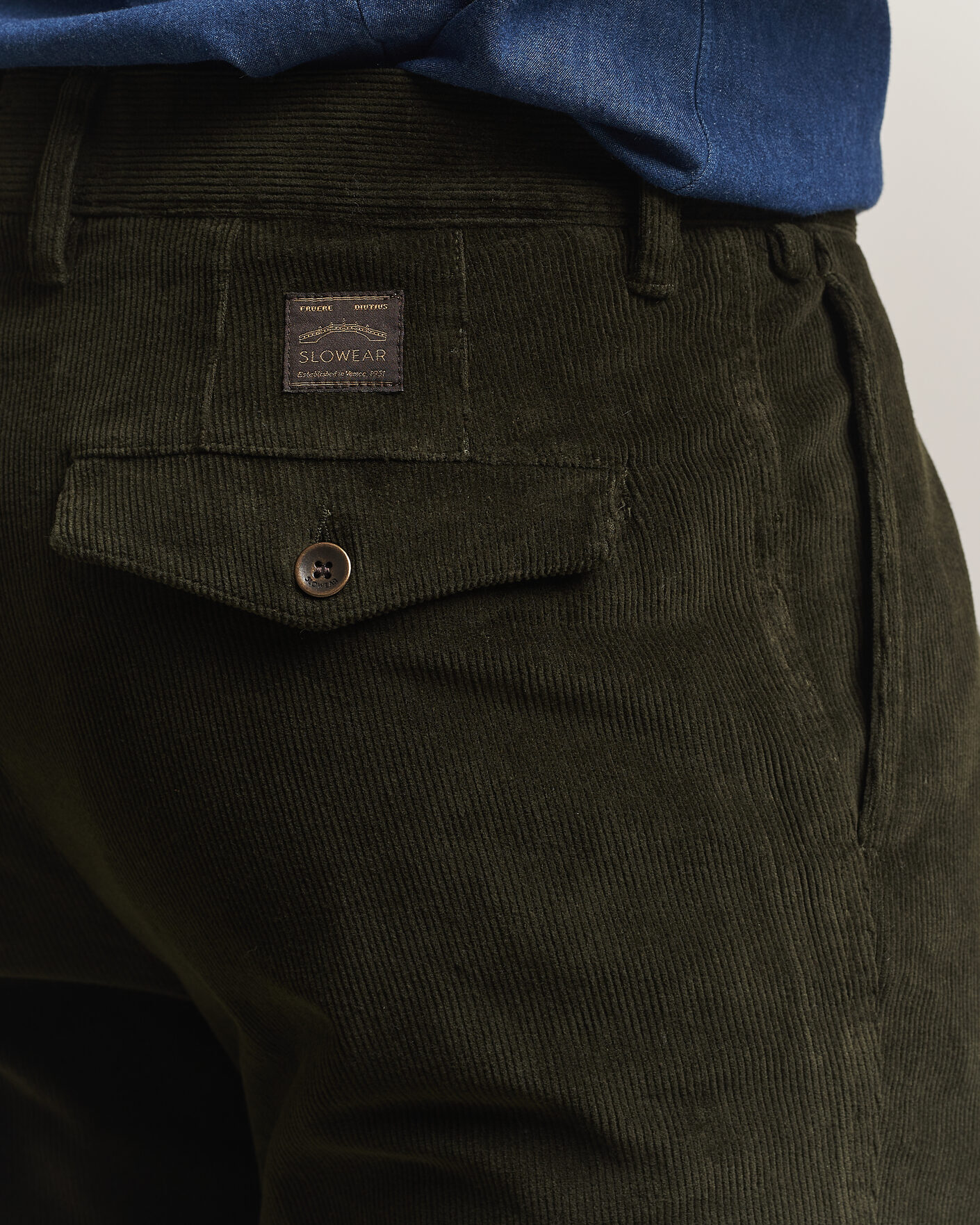Herre | Bukser | Incotex | Regular Fit Washed Corduroy Slacks Forest Green
