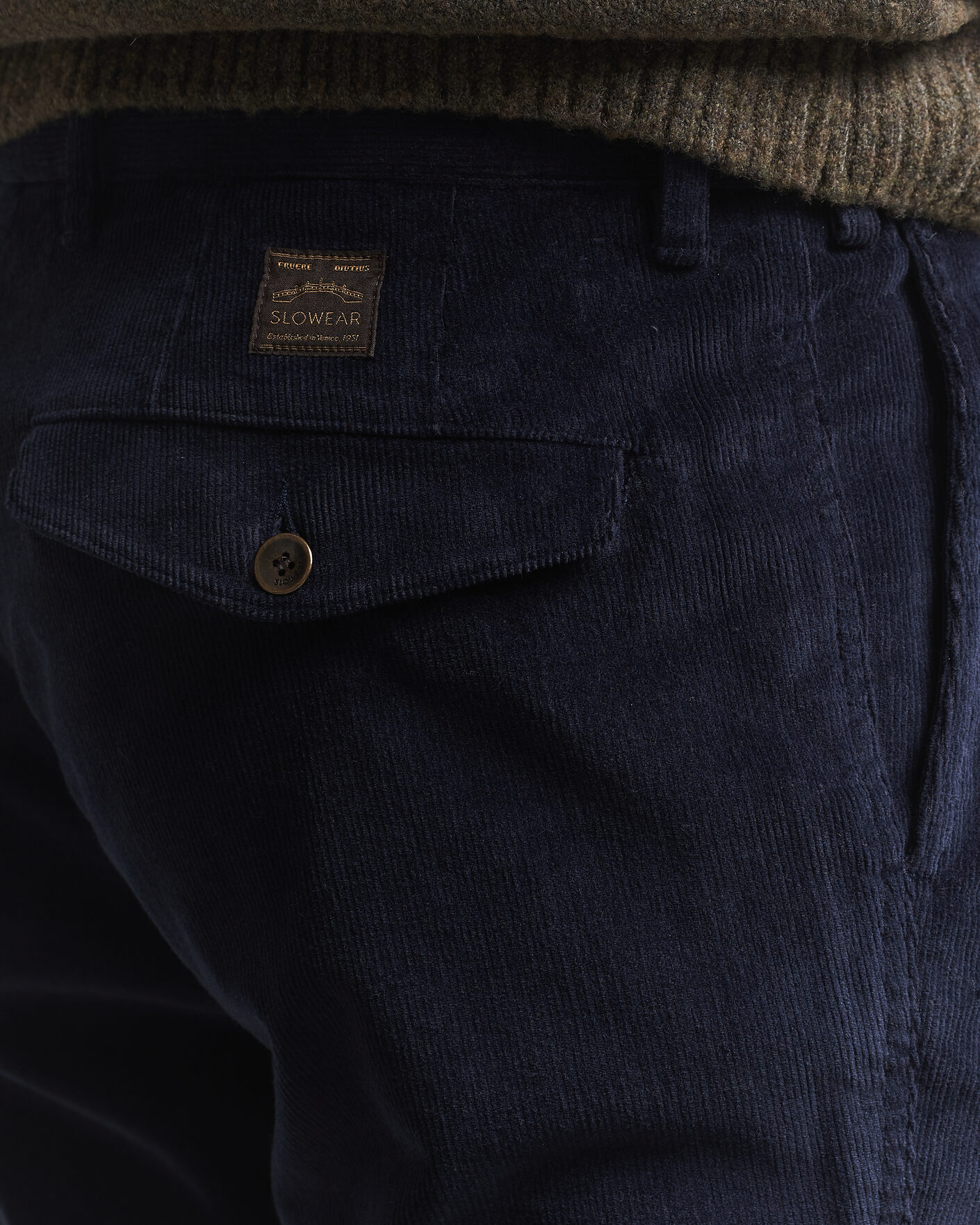 Herre | Bukser | Incotex | Regular Fit Washed Corduroy Slacks Navy