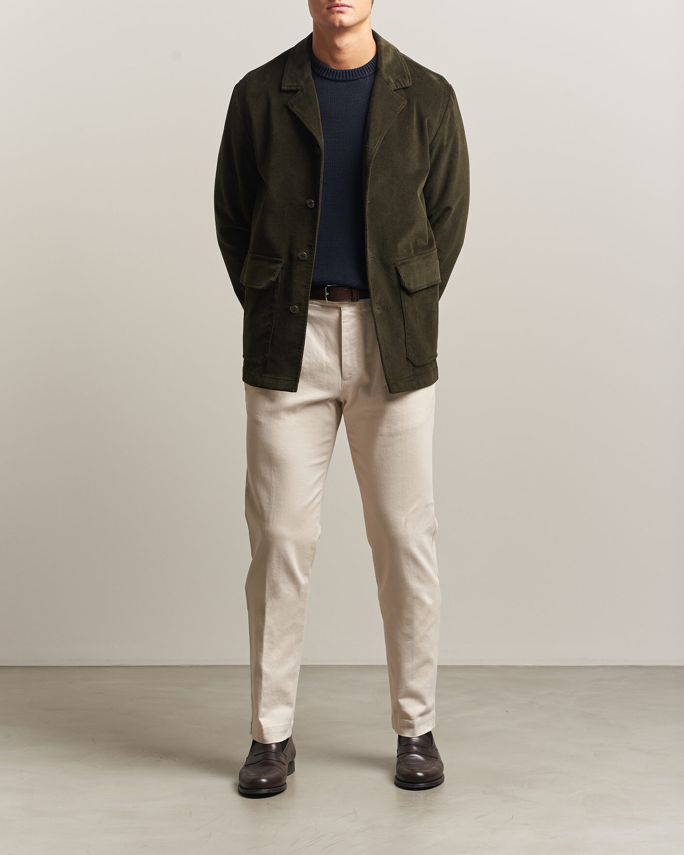 Herre | Dressjakker | Incotex | Corduroy Sports Jacket Forest Green