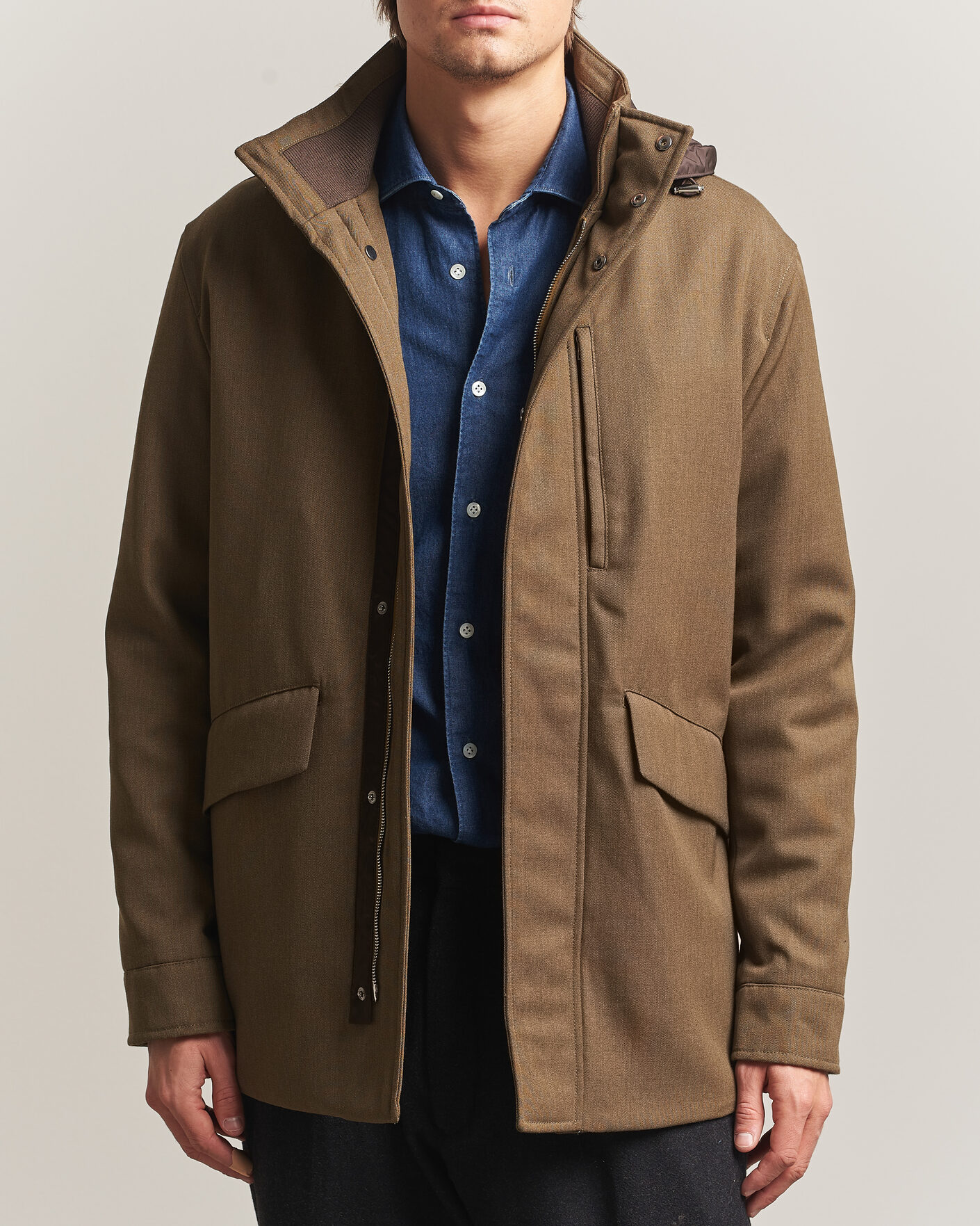 Herre | Jakker | Incotex | Water Repellent Rain Caban Country Green
