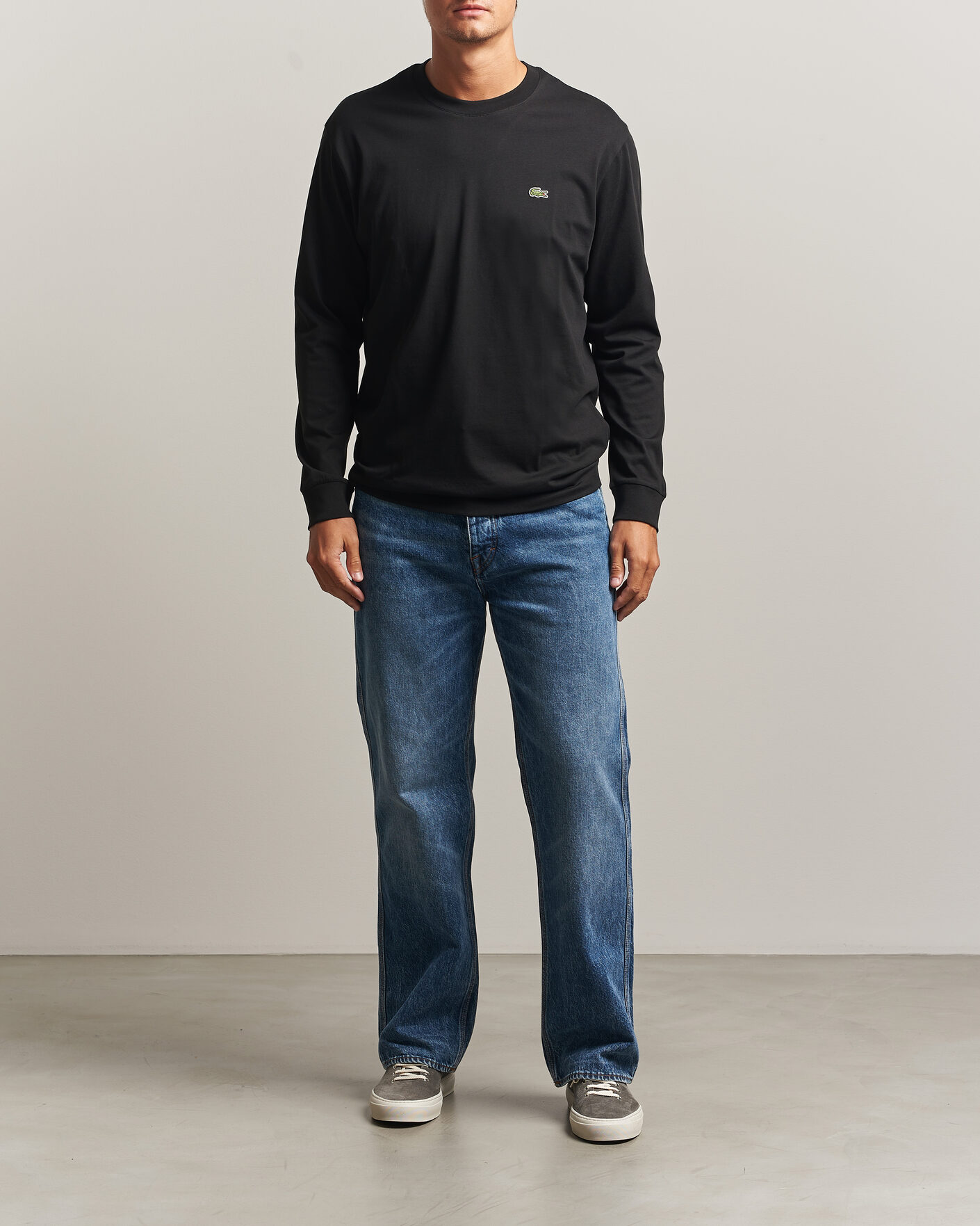 Herre | T-Shirts | Lacoste | Crew Neck Long Sleeve T-Shirt Black