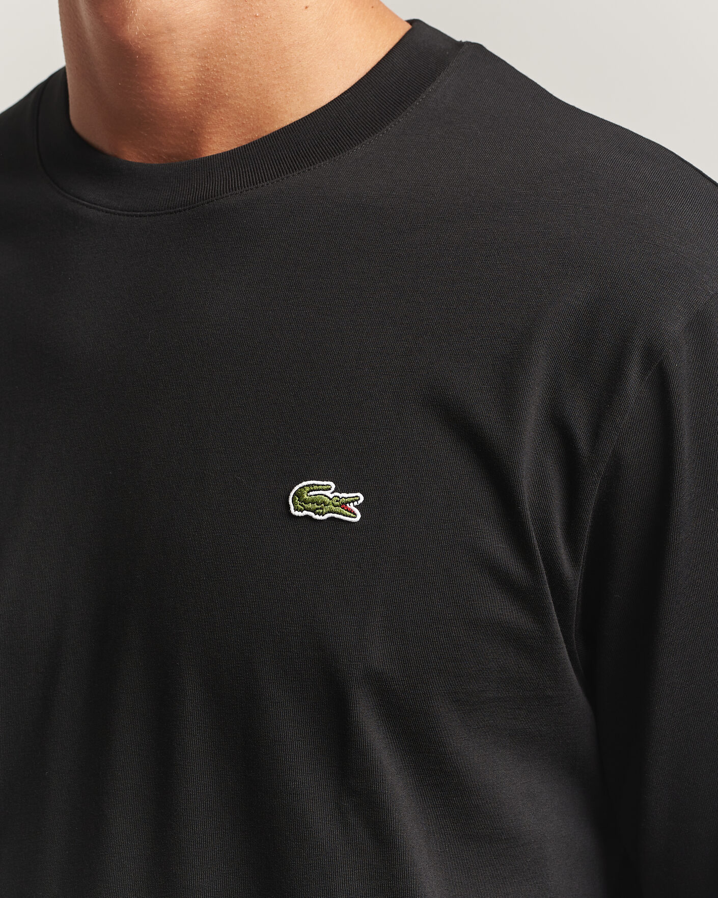 Herre | T-Shirts | Lacoste | Crew Neck Long Sleeve T-Shirt Black