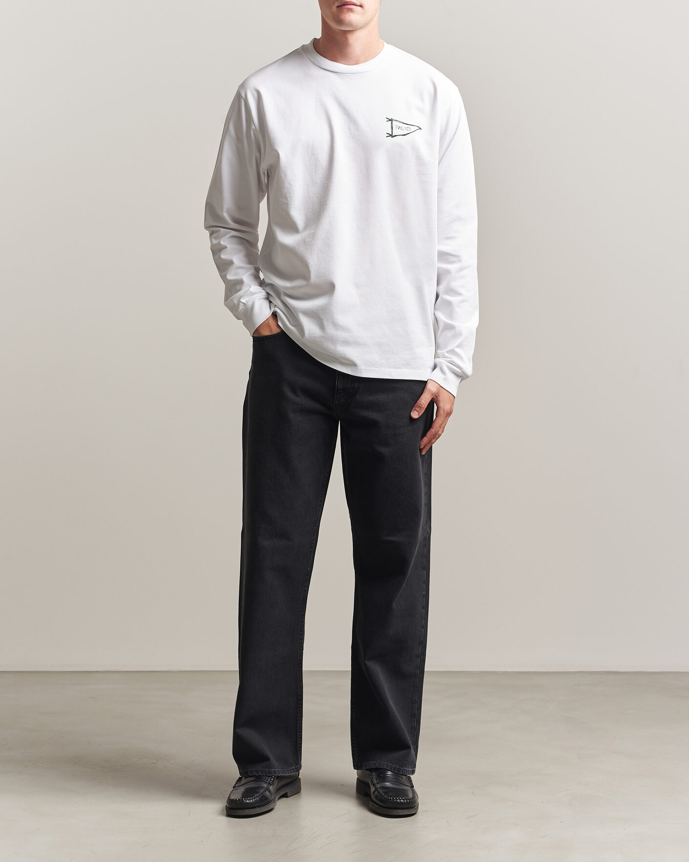 Herre | T-Shirts | Palmes | Pennant Long Sleeve T-Shirt White