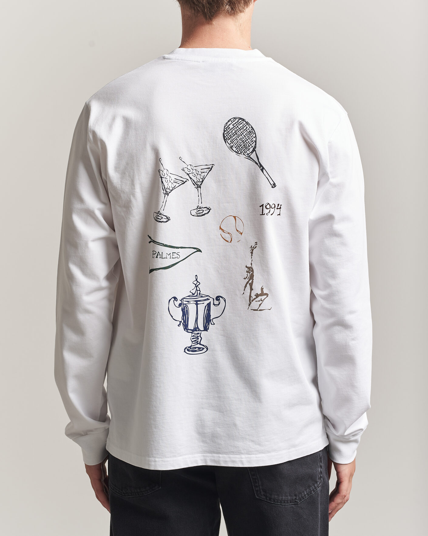 Herre | T-Shirts | Palmes | Pennant Long Sleeve T-Shirt White