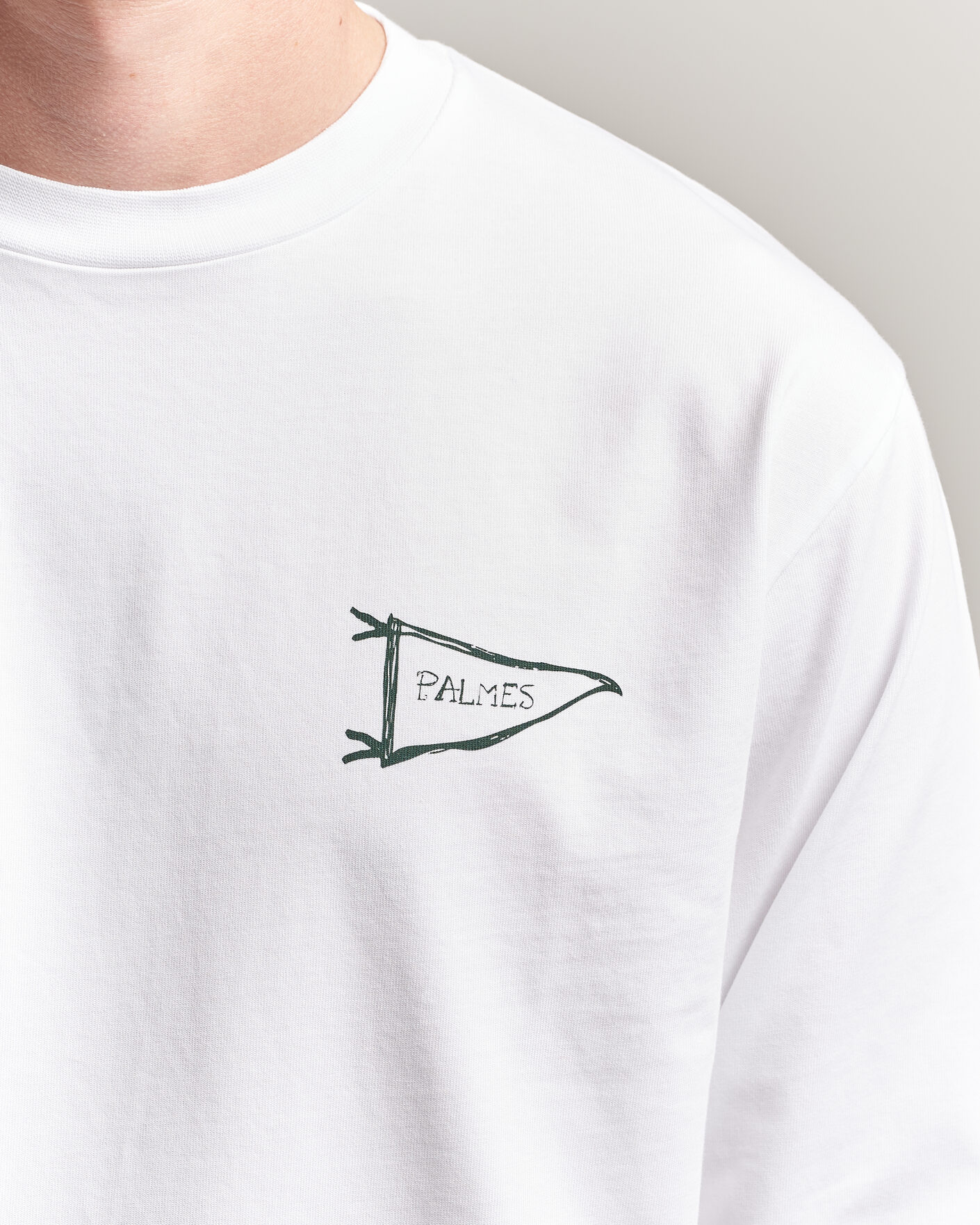 Herre | T-Shirts | Palmes | Pennant Long Sleeve T-Shirt White