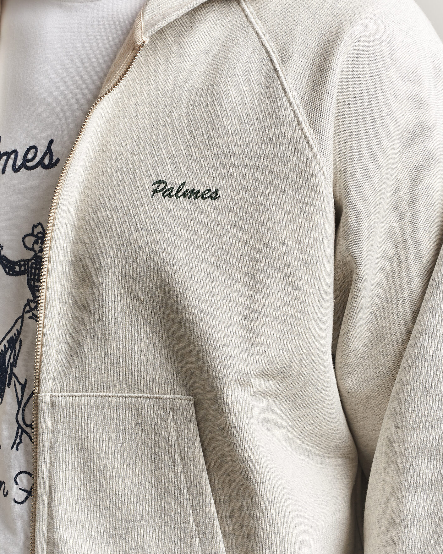 Herre | Gensere | Palmes | Logo Zip Hoodie Grey Melange