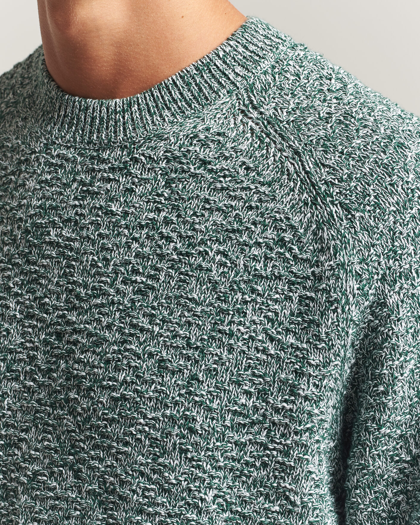 Herre | Gensere | Palmes | Knitted Crew Neck Sweater Green Melange