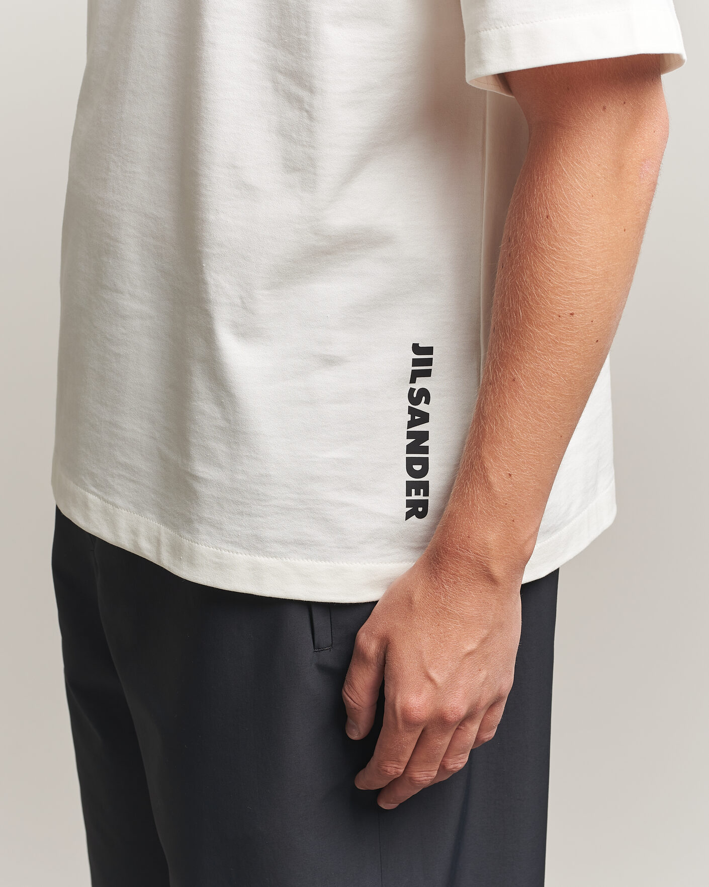 Herre | T-Shirts | Jil Sander | Short Sleeve Side Logo T-Shirt Off White