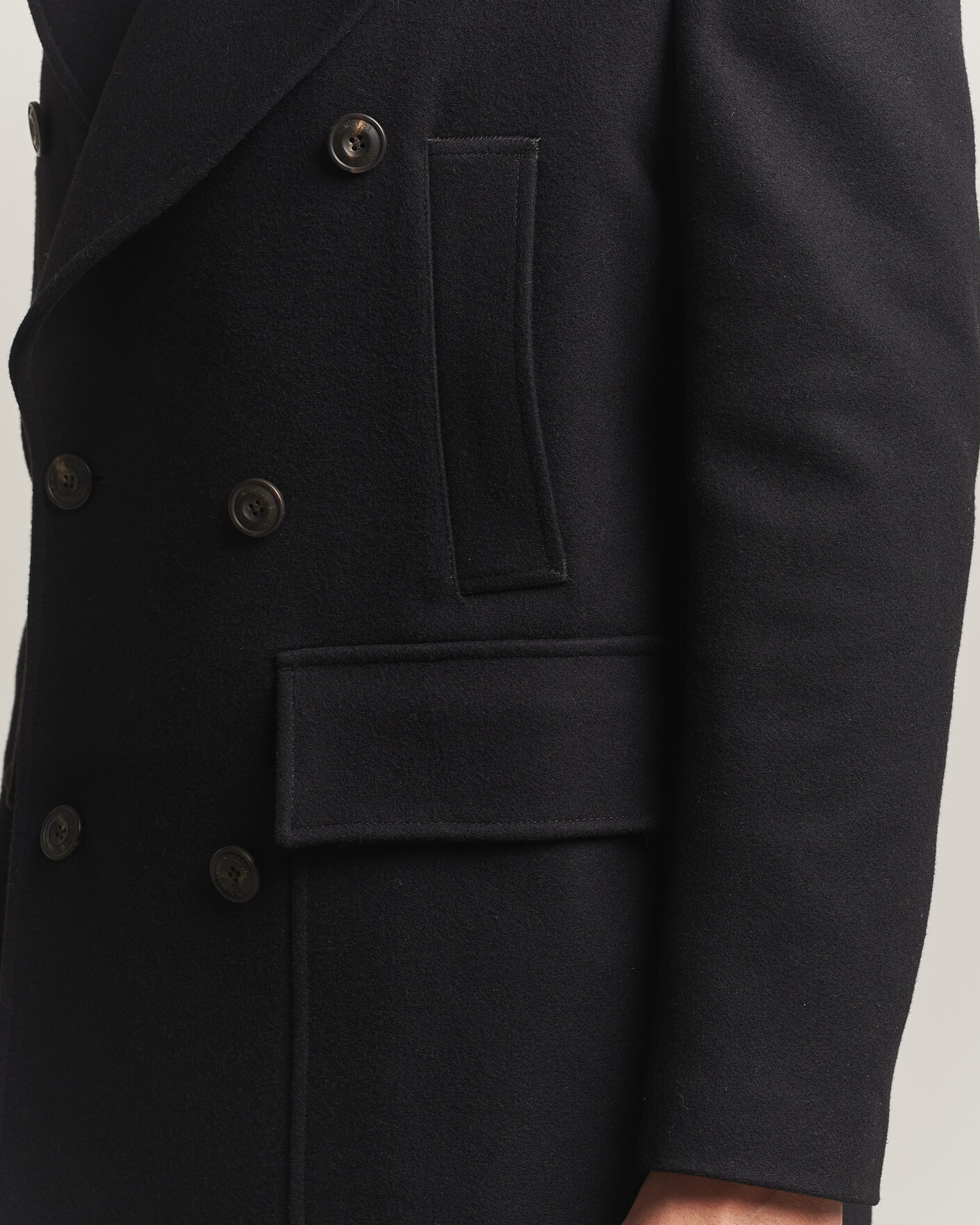 Herre | Jakker | L.B.M. 1911 | Double Breasted Wool/Cashmere Coat Black
