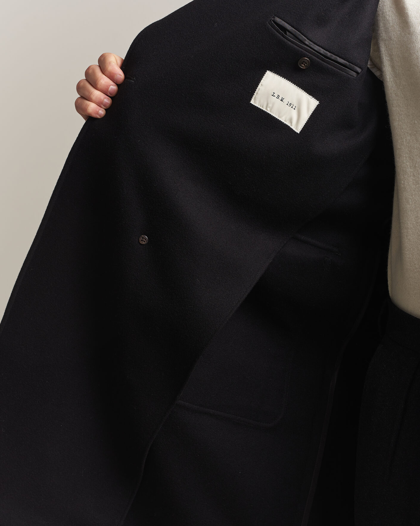 Herre | Jakker | L.B.M. 1911 | Double Breasted Wool/Cashmere Coat Black