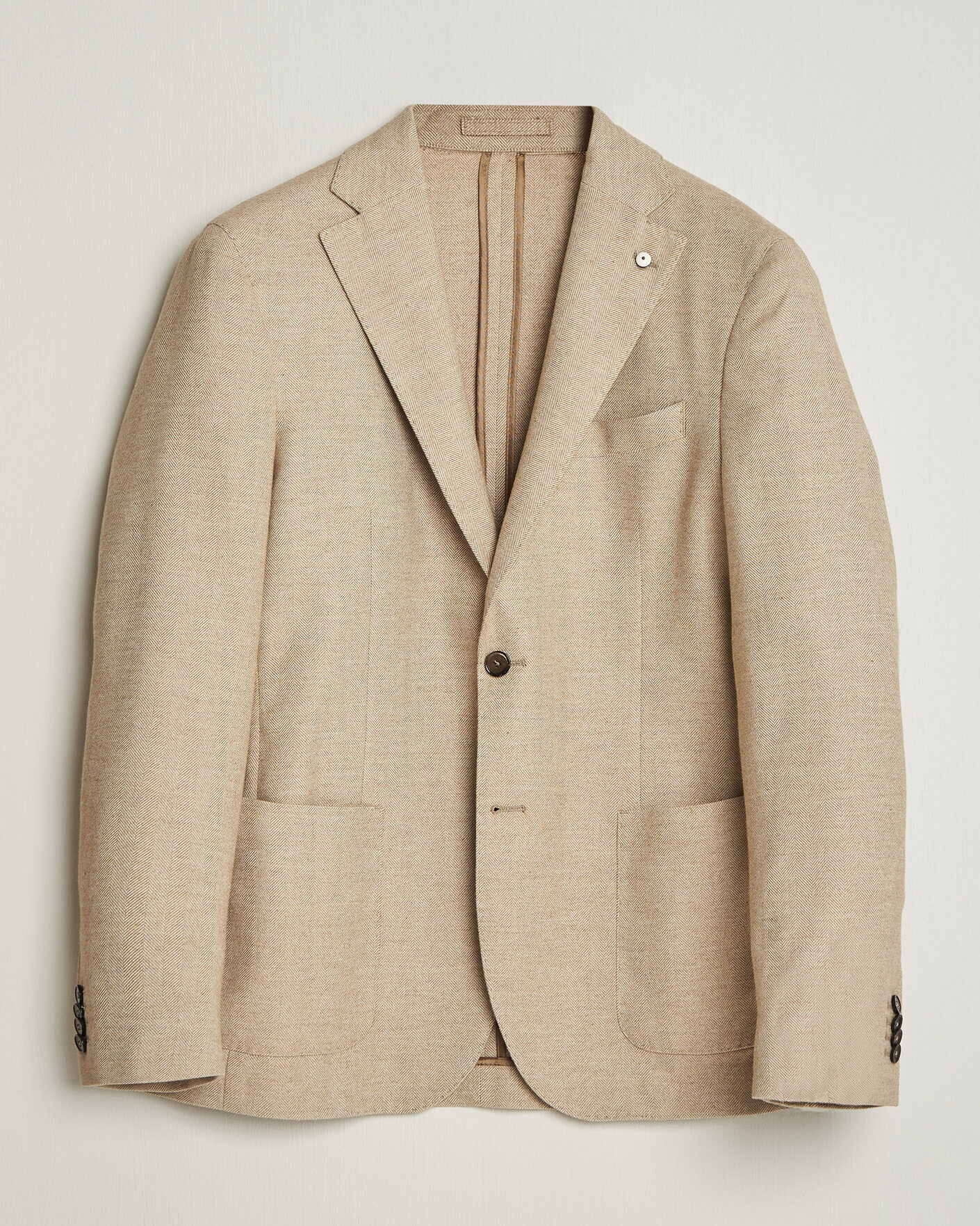 Herre | Dressjakker | L.B.M. 1911 | Jack Cotton Herringbone Blazer Beige