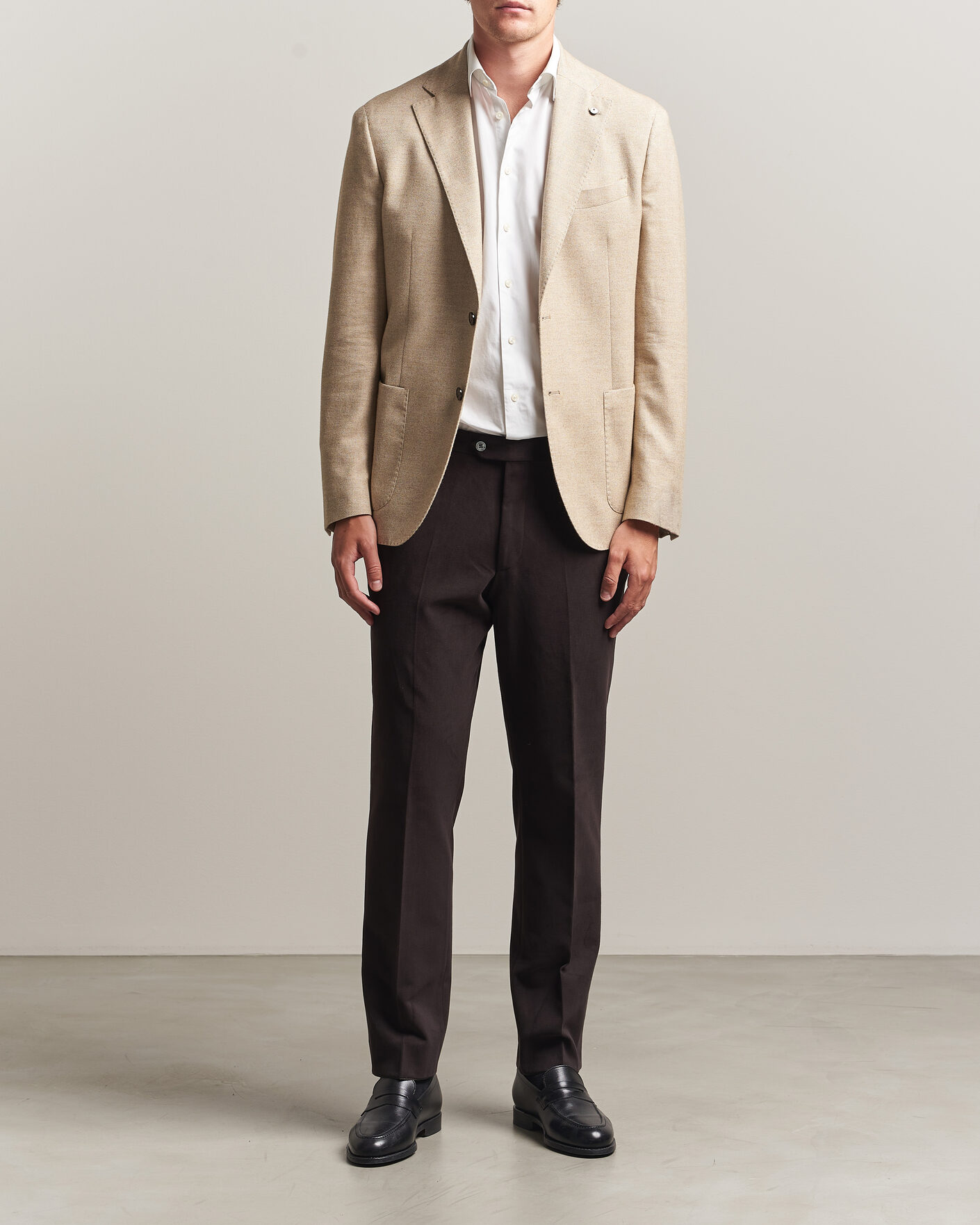 Herre | Dressjakker | L.B.M. 1911 | Jack Cotton Herringbone Blazer Beige