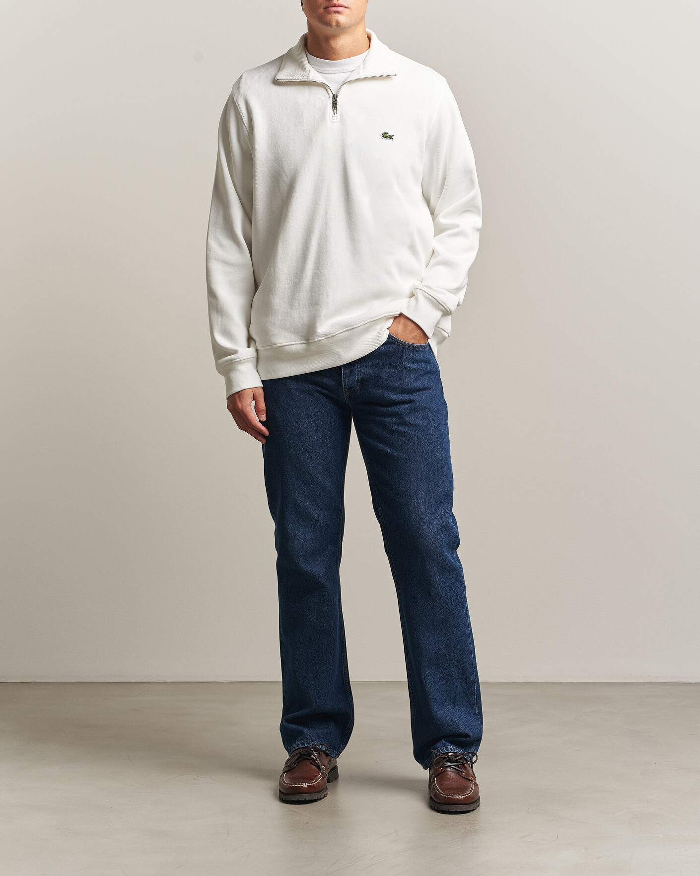 Herre | Gensere | Lacoste | Rib Interlock Half Zip Flour