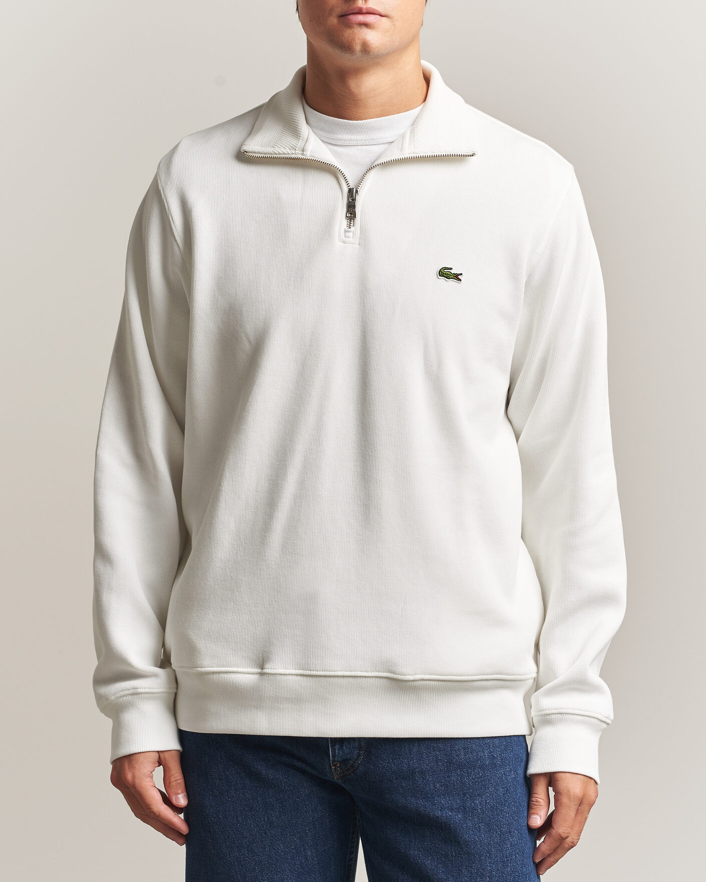 Herre | Gensere | Lacoste | Rib Interlock Half Zip Flour