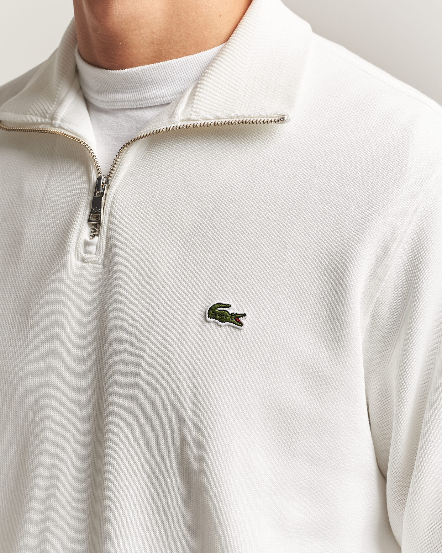 Herre | Gensere | Lacoste | Rib Interlock Half Zip Flour