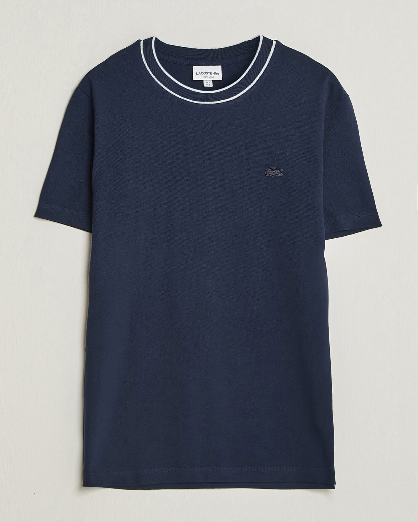 Herre | T-Shirts | Lacoste | Contrast Rib Piqué T-Shirt Navy Blue