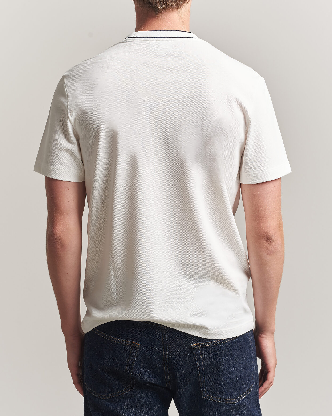 Herre | T-Shirts | Lacoste | Contrast Rib Piqué T-Shirt Flour