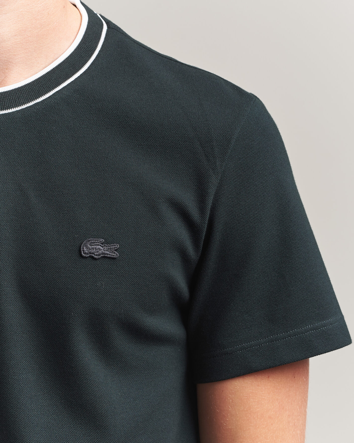 Herre | T-Shirts | Lacoste | Contrast Rib Piqué T-Shirt Dark Varech