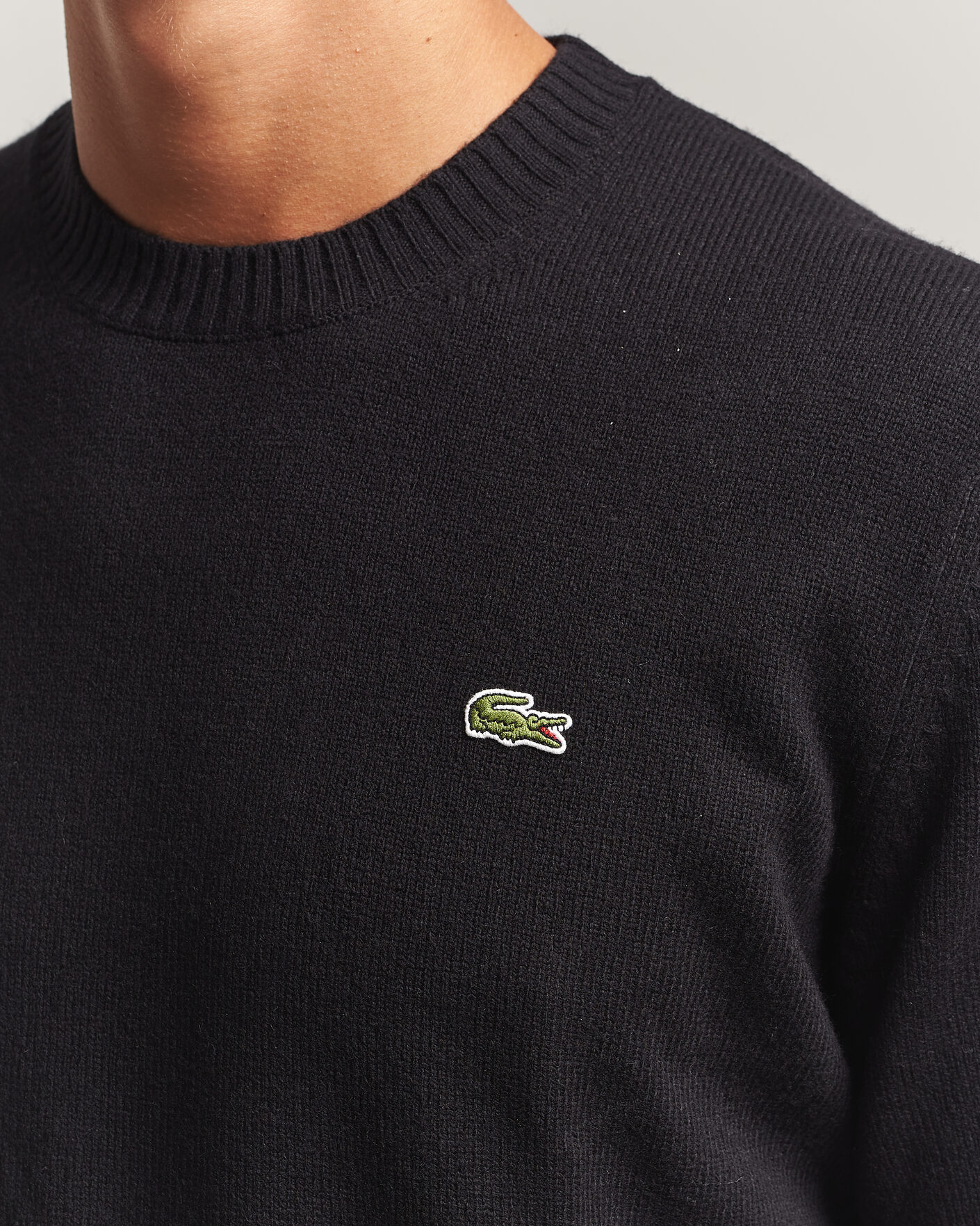 Herre | Gensere | Lacoste | Carded Wool Crew Neck Black